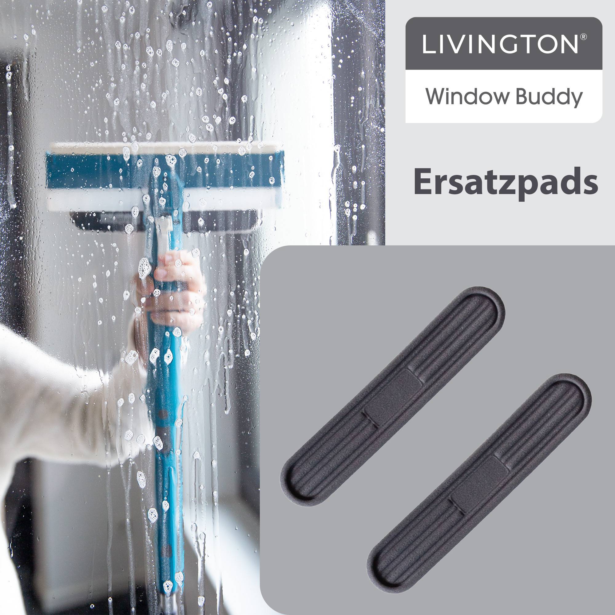 Livington Window Buddy Ersatzspads 2er Set - Zubehör für Livington Window Buddy - waschbar & wiederverwendbar