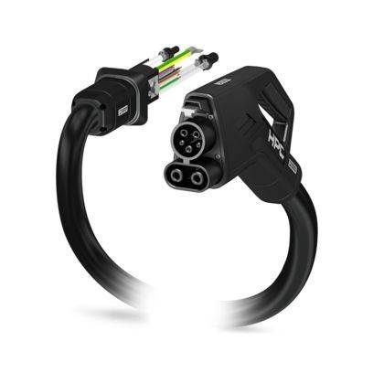 Ein weißes industrielles elektronisches Modul mit transparenter Oberseite und orangem Hebel, mit roten Anschlussanschlüssen an der Unterseite.