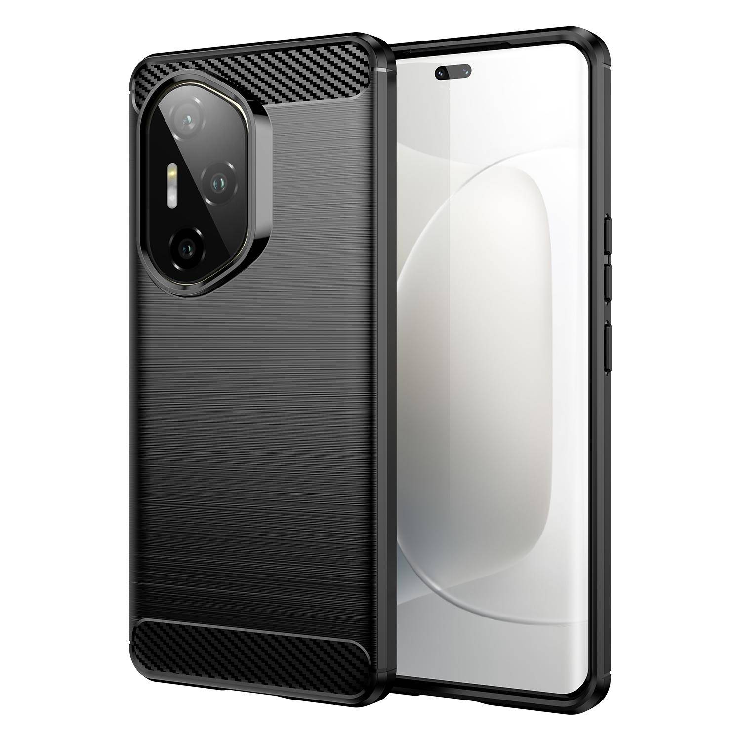 Für Honor 300 Ultra Carbon Fiber Brushed Design Textur TPU Handy Hülle Schwarz