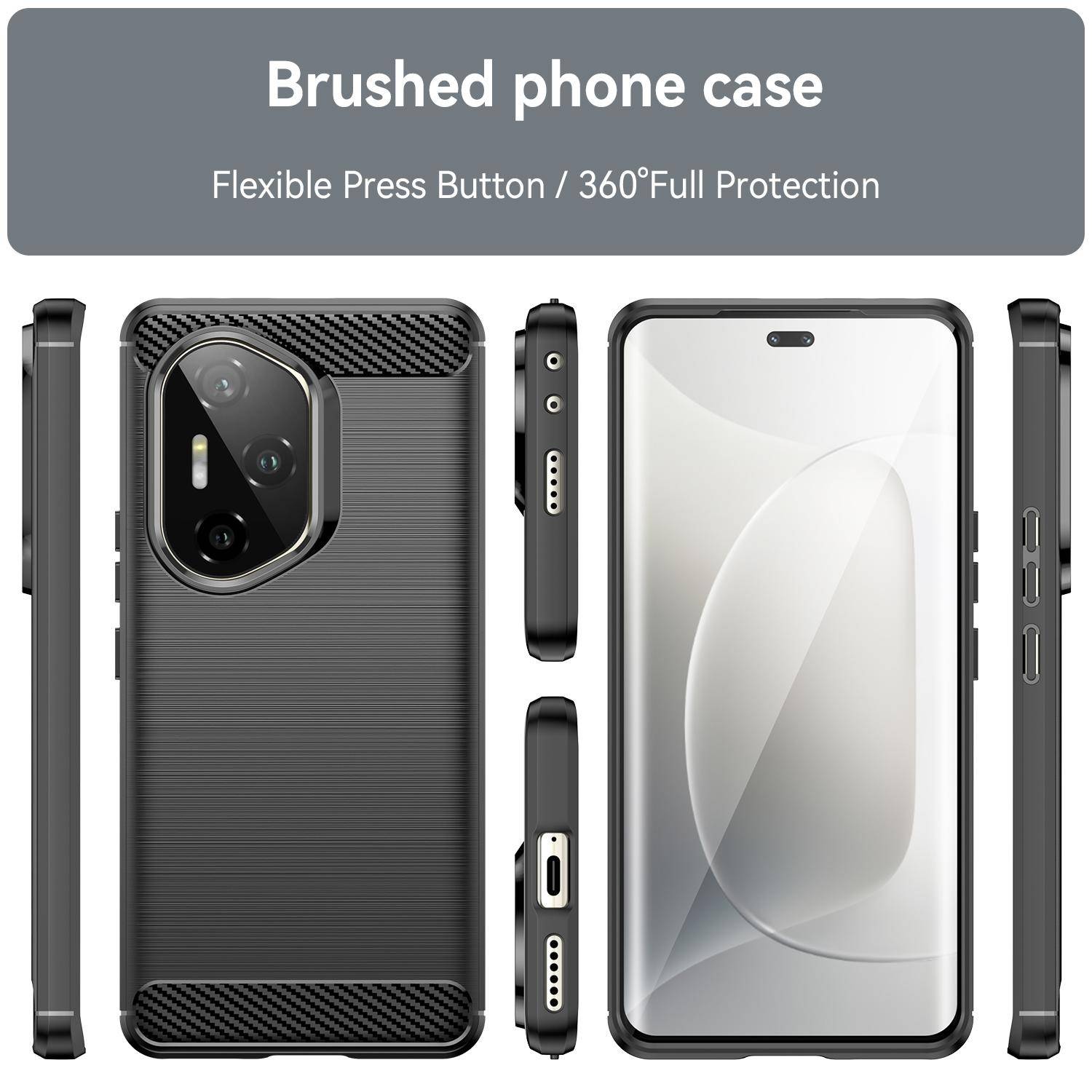 Für Honor 300 Ultra Carbon Fiber Brushed Design Textur TPU Handy Hülle Schwarz