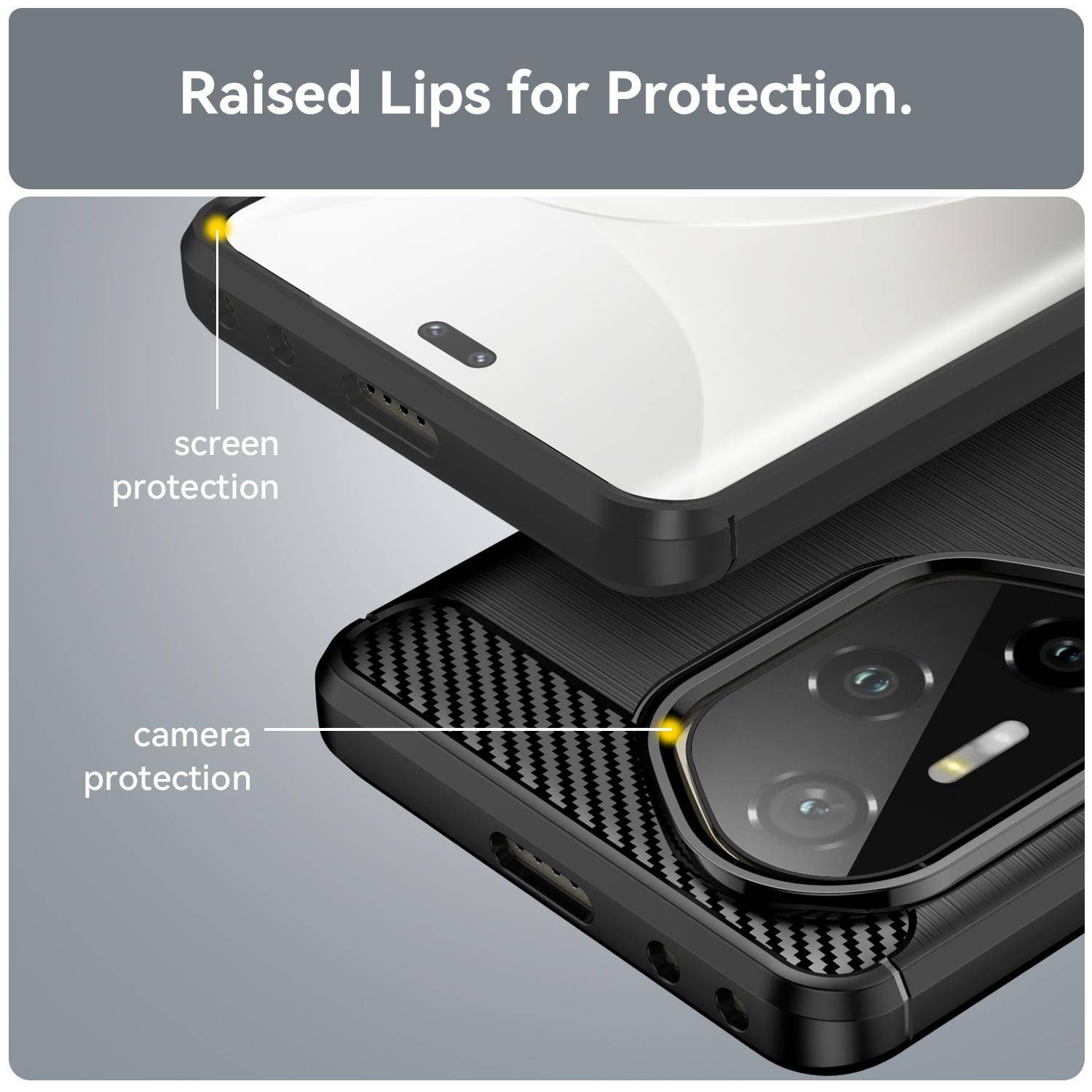 Für Honor 300 Ultra Carbon Fiber Brushed Design Textur TPU Handy Hülle Schwarz