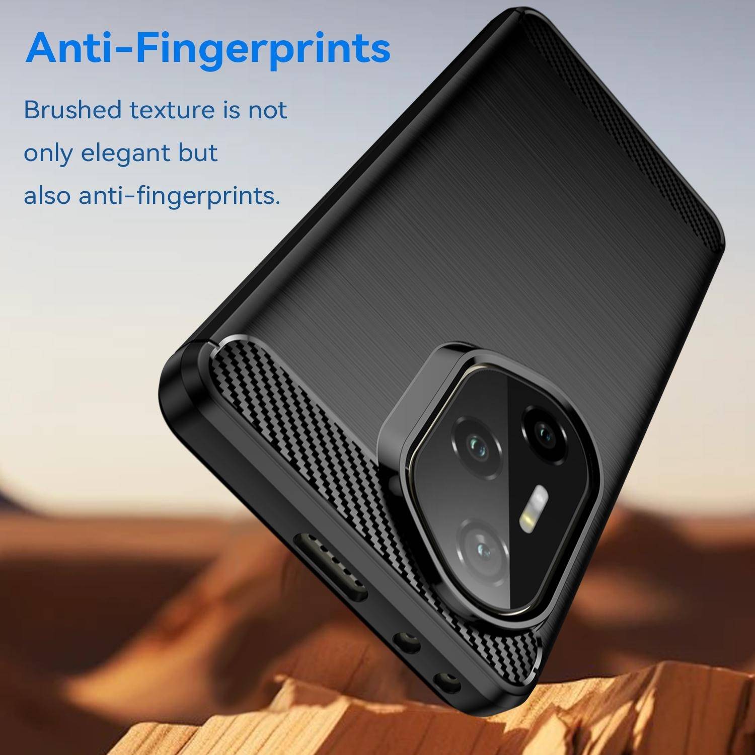 Für Honor 300 Ultra Carbon Fiber Brushed Design Textur TPU Handy Hülle Schwarz