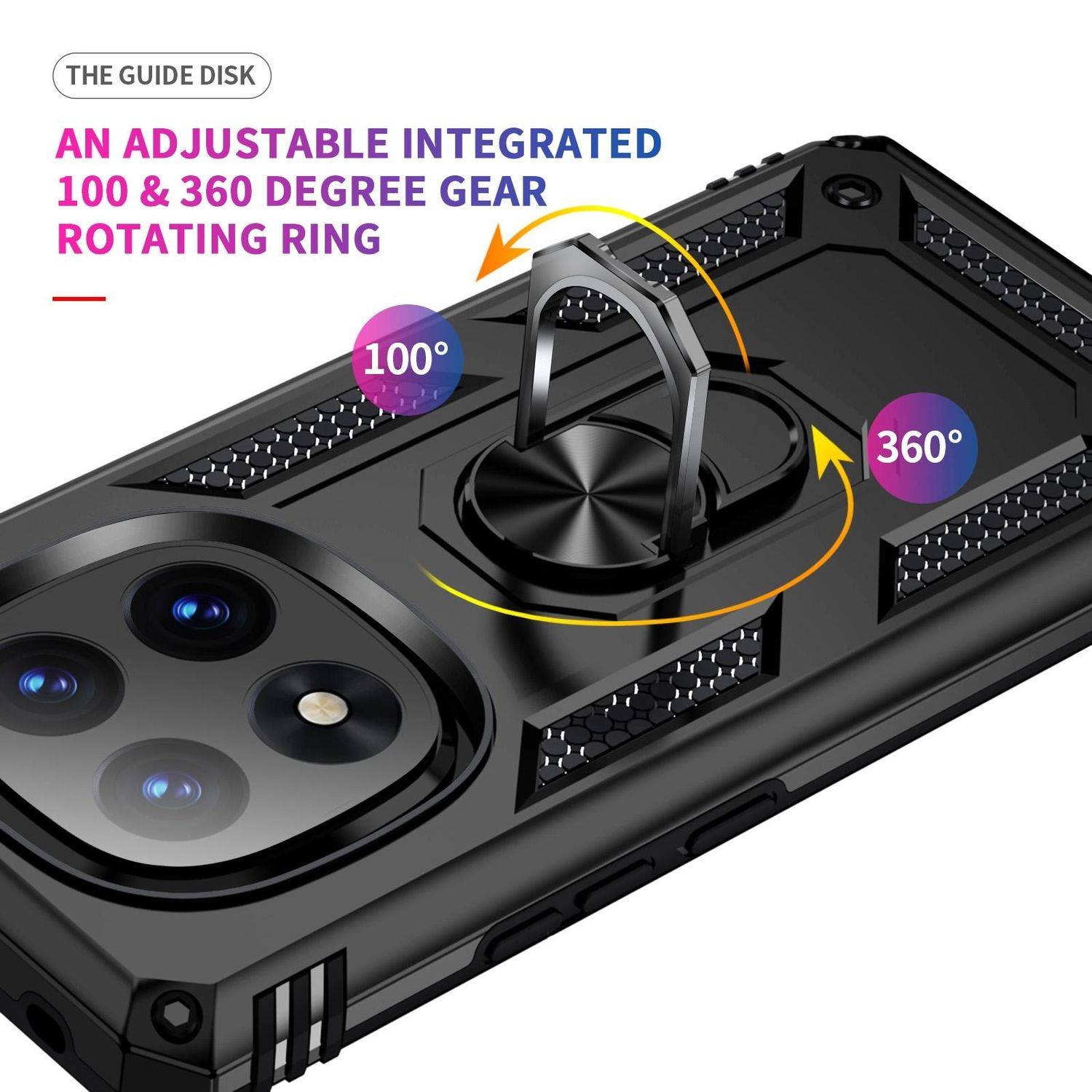 Für Xiaomi Redmi Note 14 Pro Plus 5G Armor Magnet Ring Hybrid TPU Hülle Schwarz