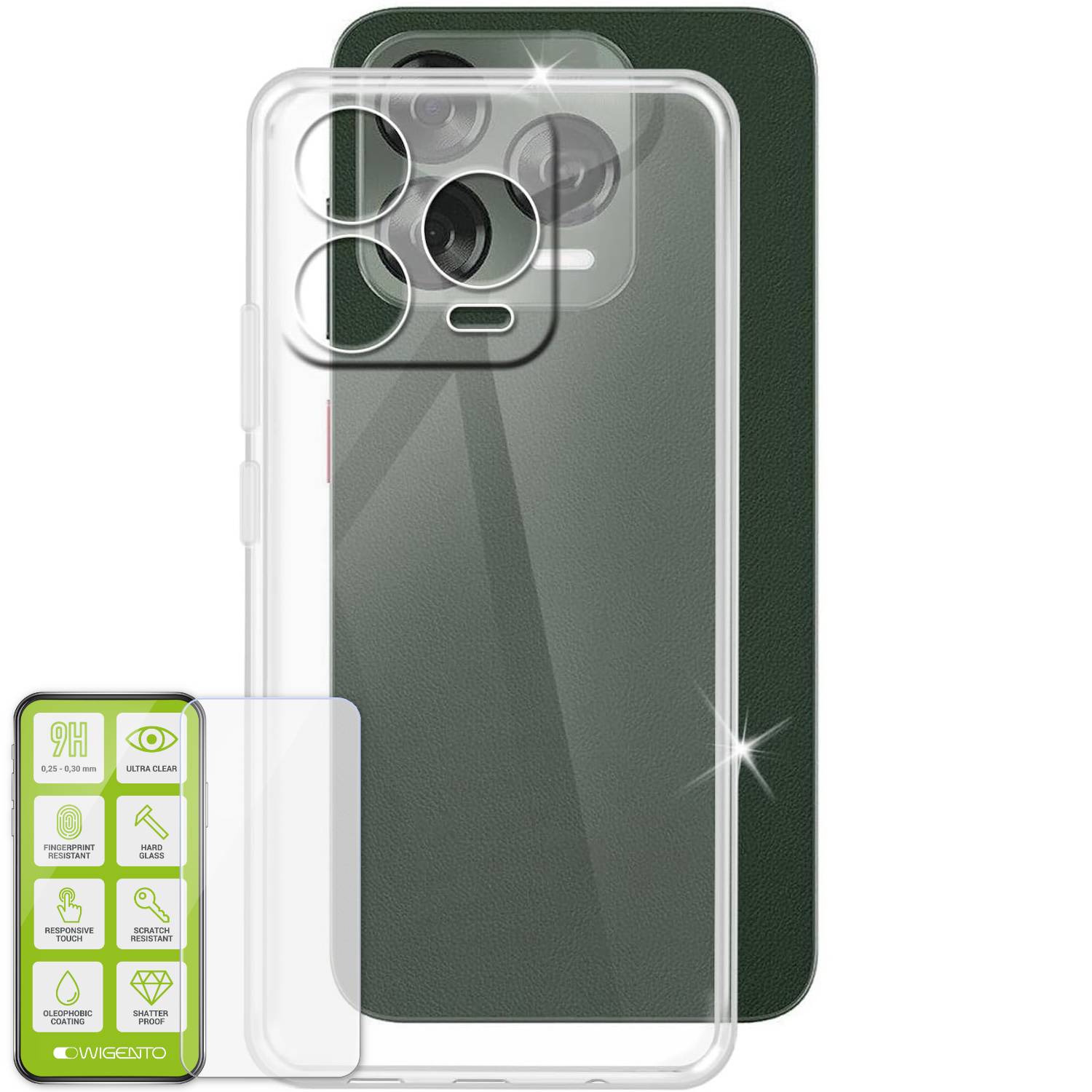Für ZTE Blade V70 Vita Silikon TPU Schutz Handy Hülle Transparent + H9 Hart Glas