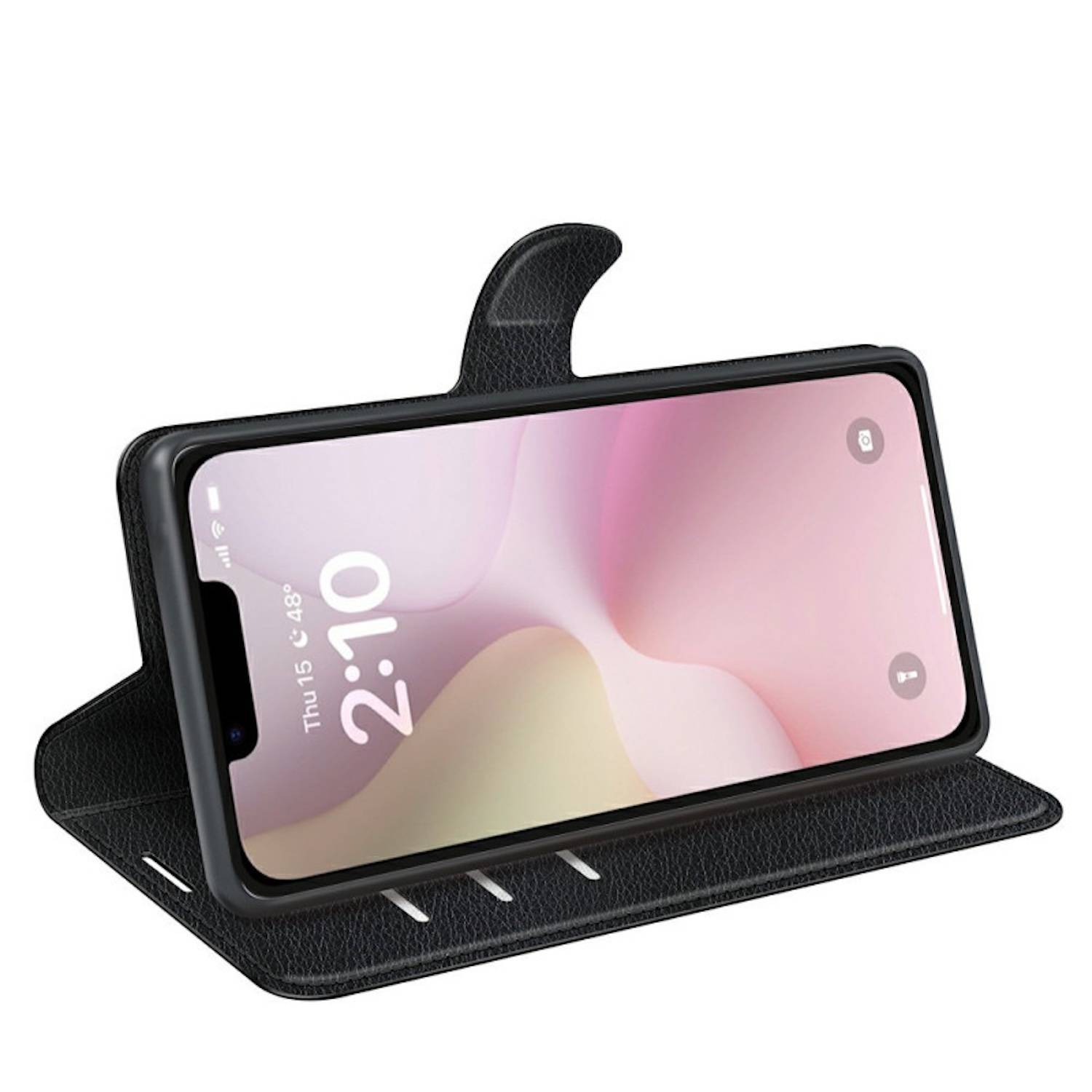 Für Apple iPhone 16e Kunstleder Book Wallet Handy Tasche Hülle Cover Schwarz