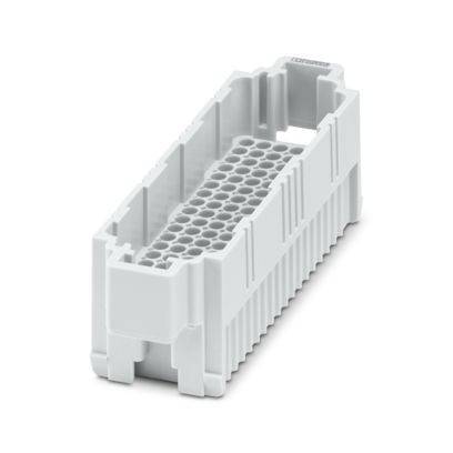 Ein schwarzes Kunststoff-Rechteckgehäuse mit Montageflansche, das zur Unterbringung elektronischer Geräte oder Komponenten verwendet wird.