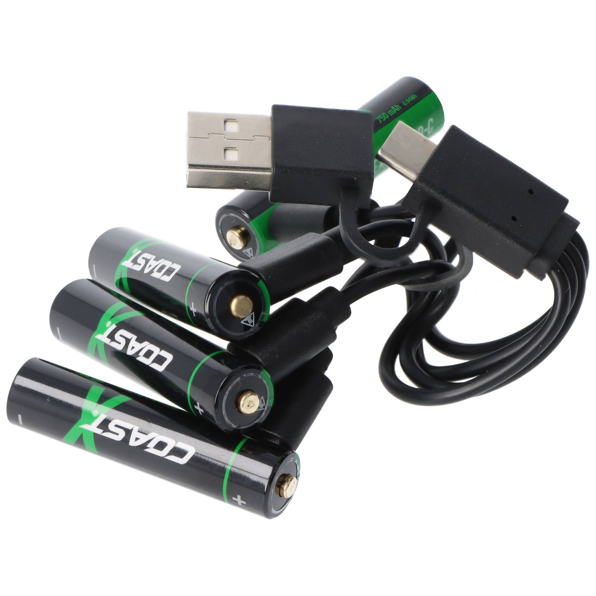 750mAh Micro AAA 1,5V ZITHION-X® Lithium-Ionen Akkus, inkl. 4in1 USB-C Ladekabel