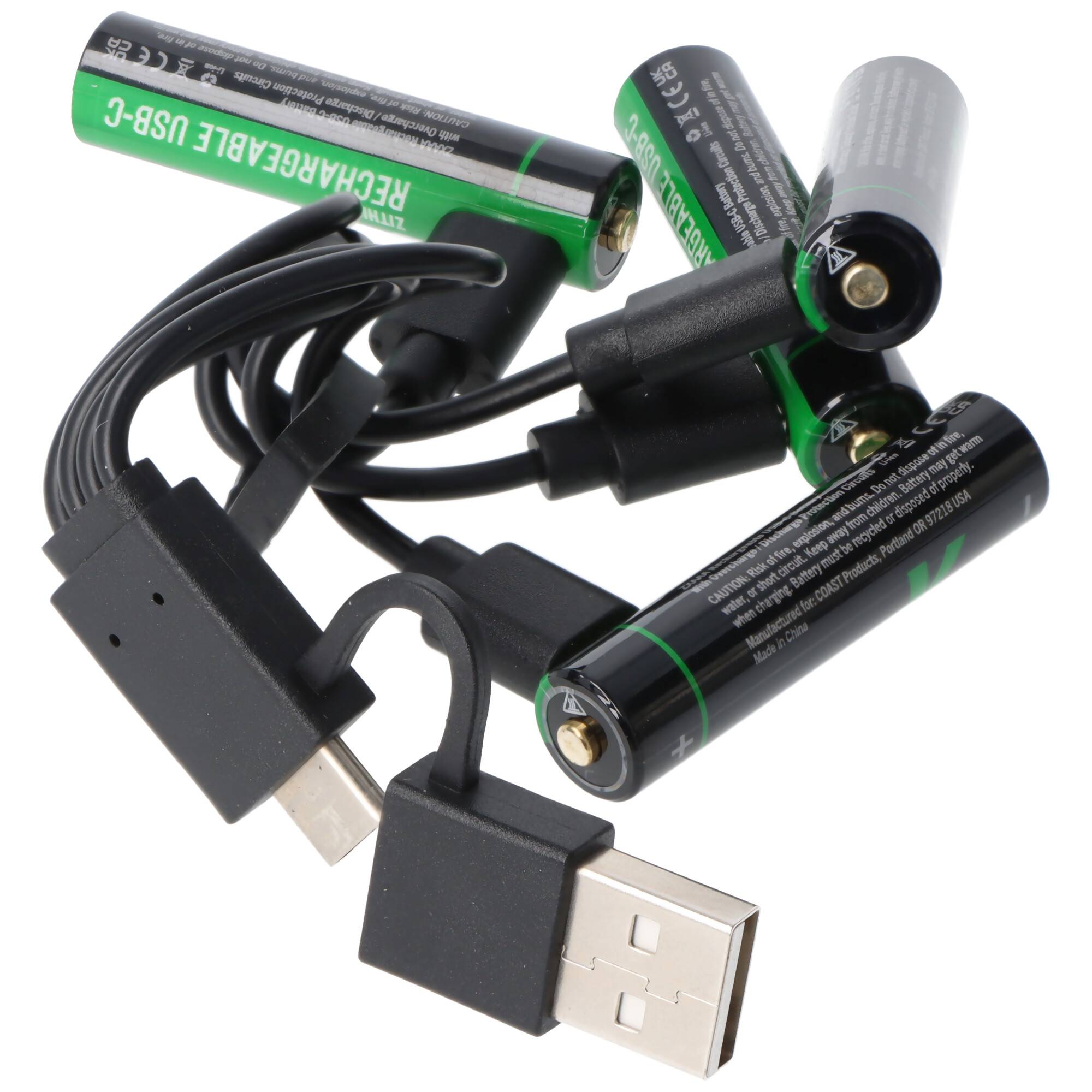 750mAh Micro AAA 1,5V ZITHION-X® Lithium-Ionen Akkus, inkl. 4in1 USB-C Ladekabel