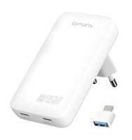 4smarts Netzladegerät FlatPlug Slim Dual 45W GaN 2C weiß
