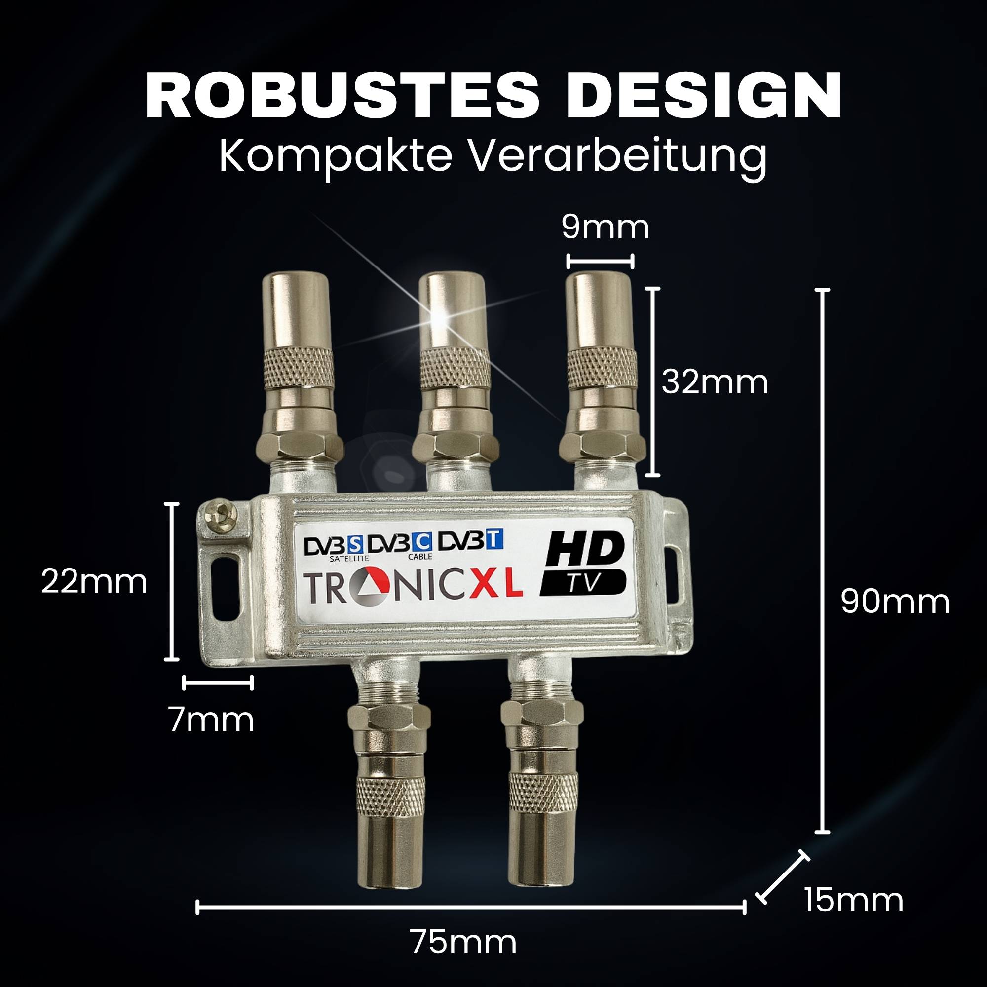 TronicXL 4fach BK Verteiler Premium TV Kabel Adapter Antennenverteiler Kabelfernsehen DVB-C Signalverteiler Anschluss