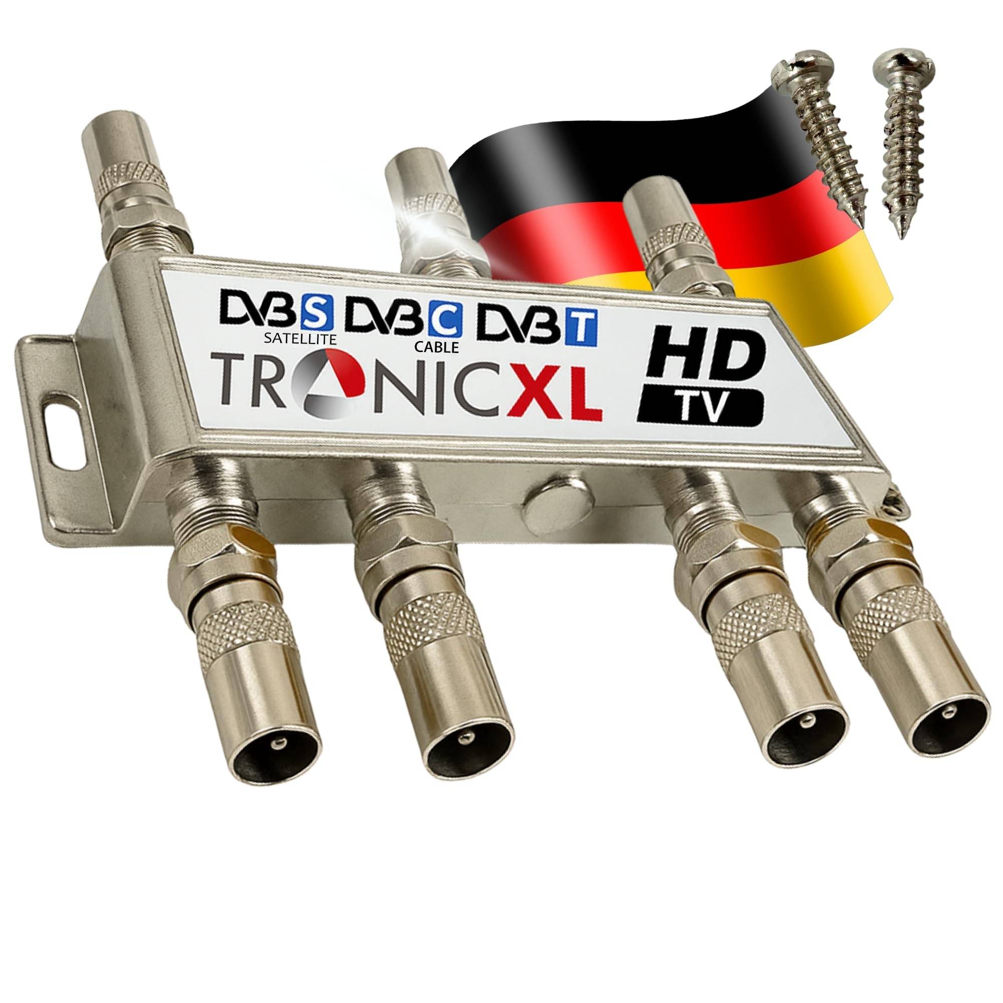 TronicXL 6fach BK Verteiler Premium TV Kabel Antennenverteiler Kabelfernsehen DVB-C Signalverteiler Anschluss Zubehör