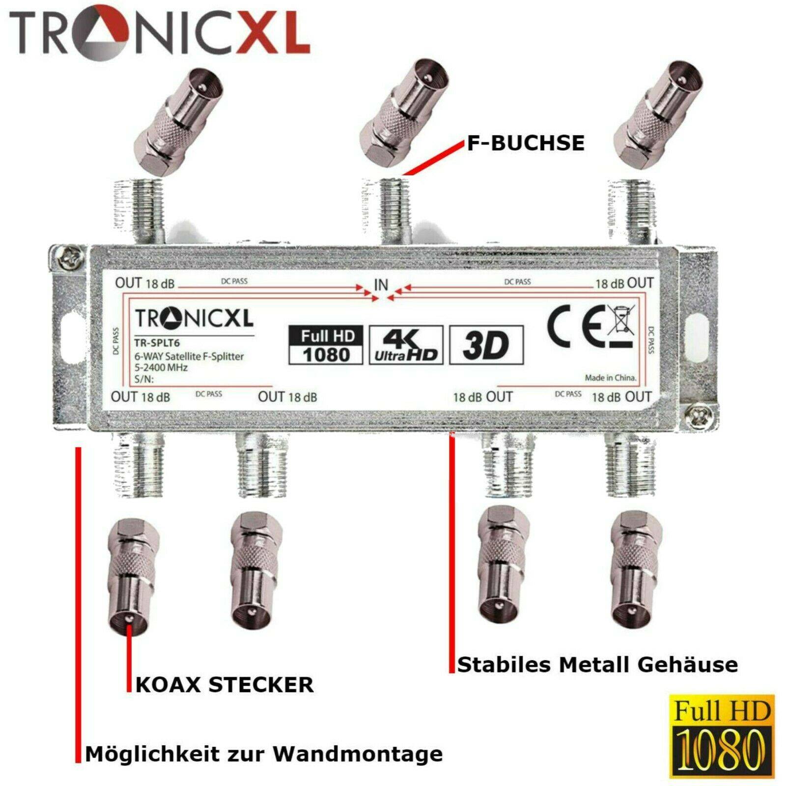 TronicXL 6fach BK Verteiler Premium TV Kabel Antennenverteiler Kabelfernsehen DVBC