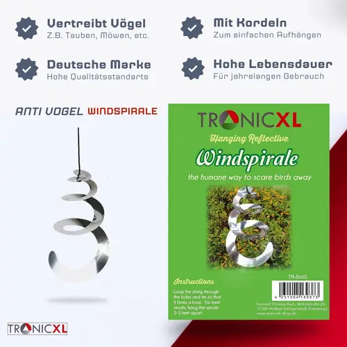 3X Windspirale Vogelabwehr Reflektierend Vogelschreck Spirale Windspiel Vogel Abwehr Garten Terrasse Schutz gegen Vögel 3X Windspirale Vogelabwehr Reflektierend Vogelschreck Spirale Windspiel Vogel Abwehr Garten Terrasse Schutz gegen Vögel