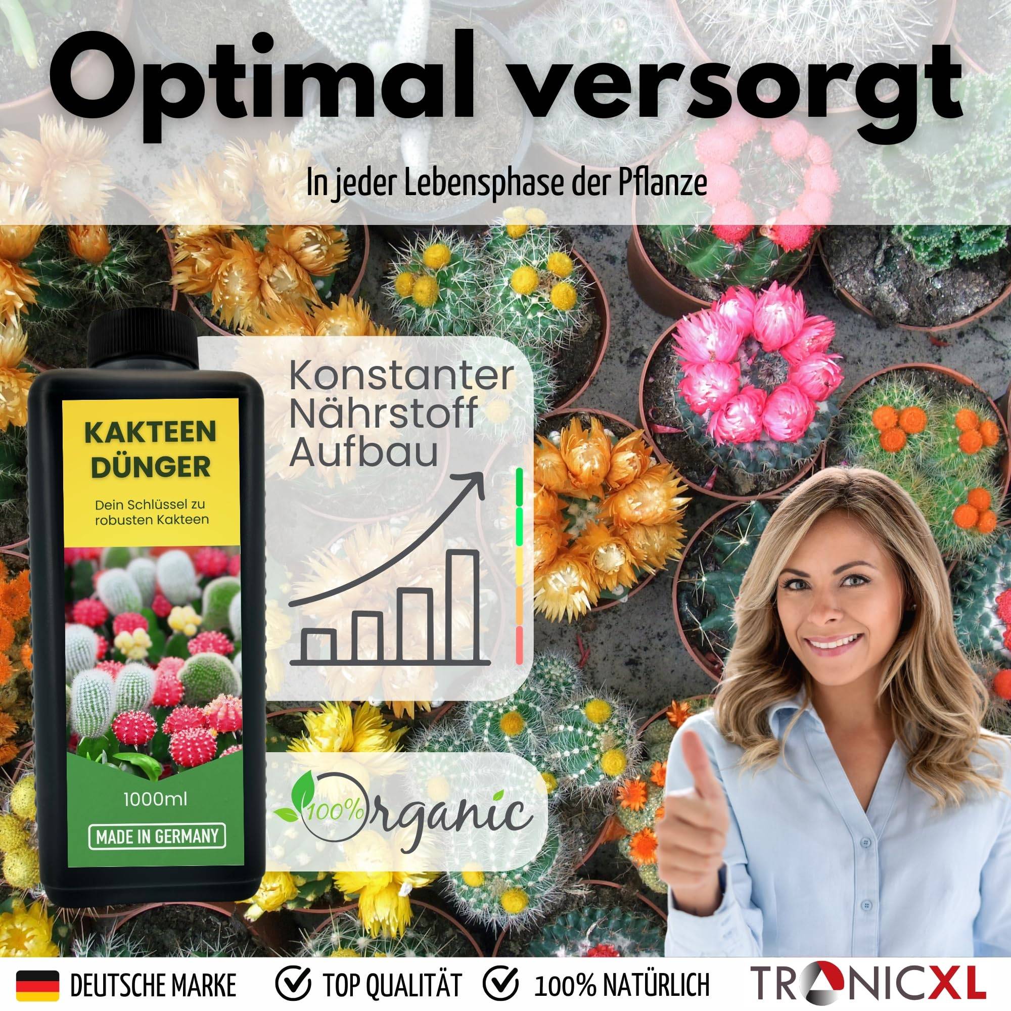 5L Kakteendünger Konzentrat MADE IN GERMANY Sukkulentendünger Universal Kakteen Sukkulenten Dünger flüssig 5000ml Flüssigdünger 5 x 1 Liter Kakt