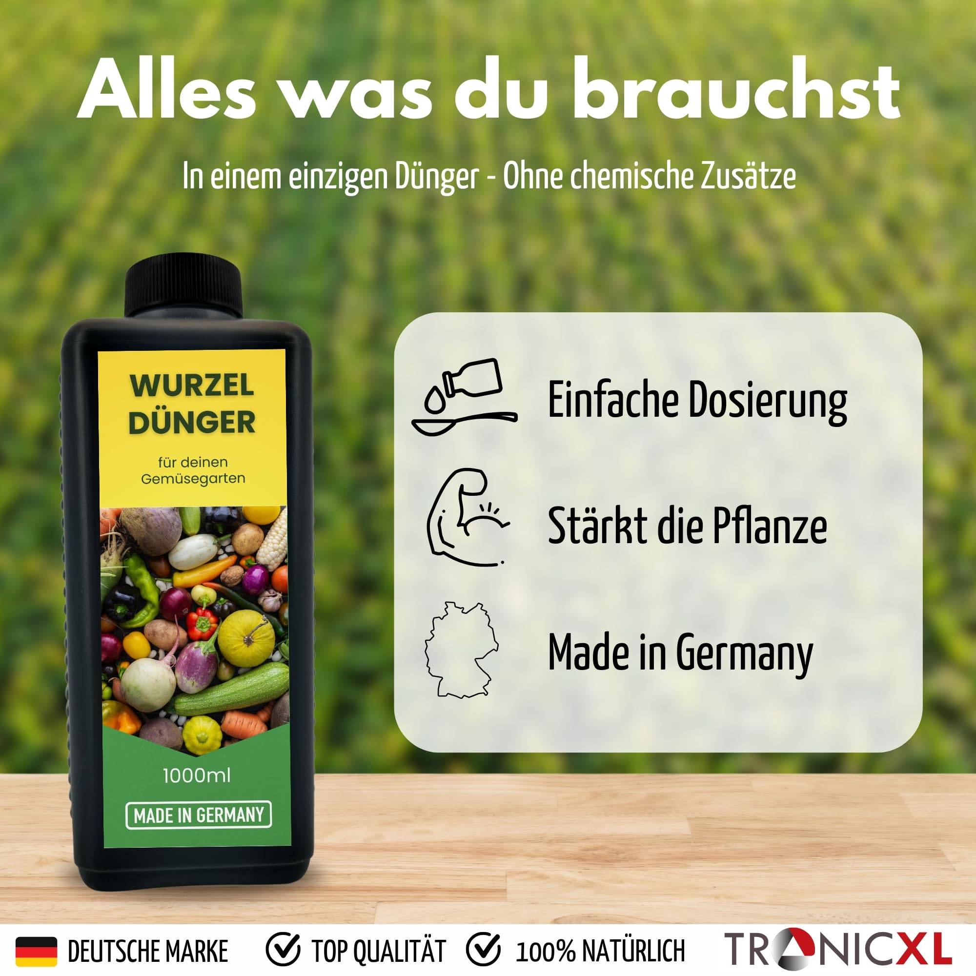 Wurzeldünger Konzentrat Wurzelgemüse Gemüsedünger MADE IN GERMANY Wurzel Gemüse Dünger flüssig 1000ml Flüssigdünger 1 Liter Wachstum