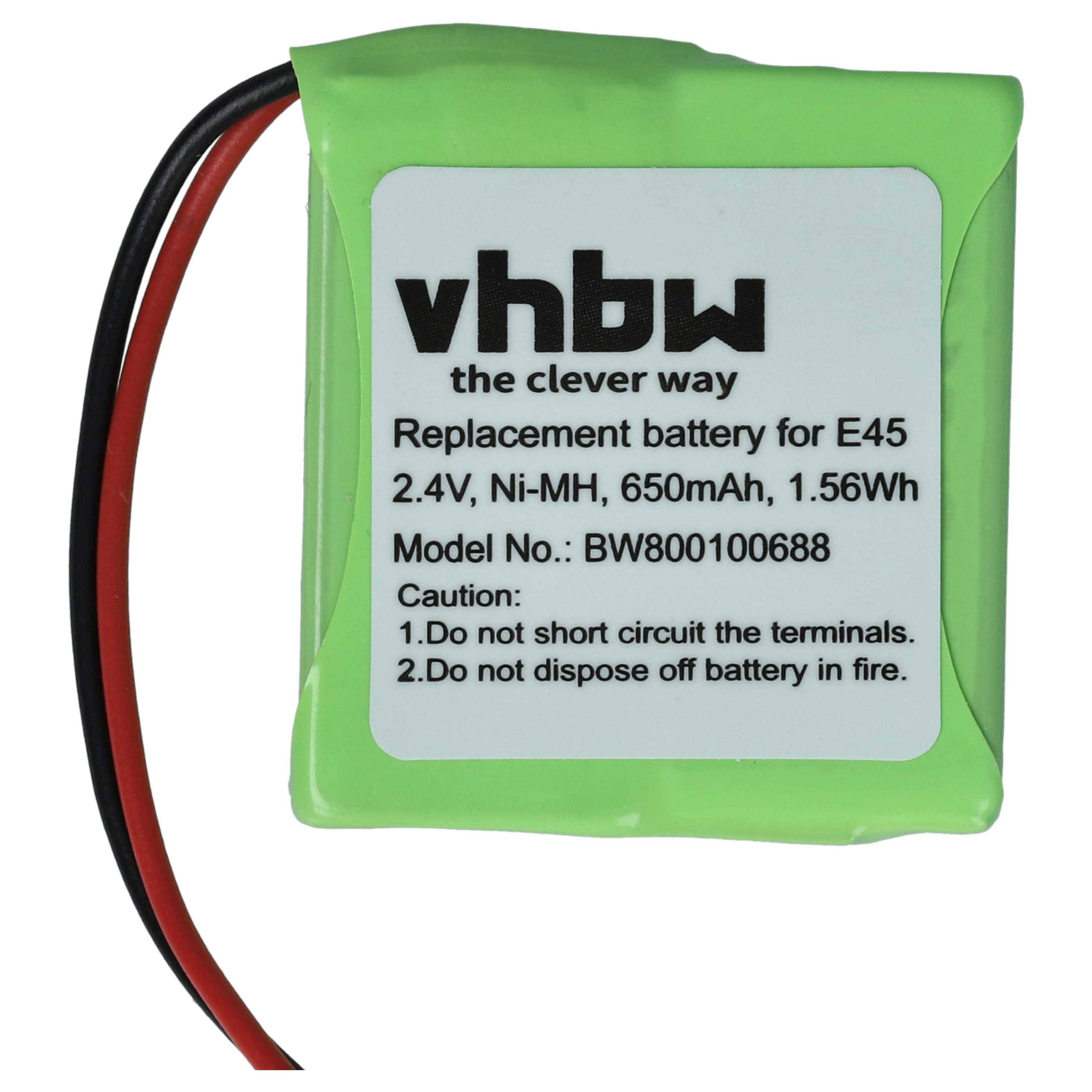 vhbw 5x Akku kompatibel mit Swisscom Aton CL-102 schnurlos Festnetz Telefon (650 mAh, 2,4 V, NiMH)