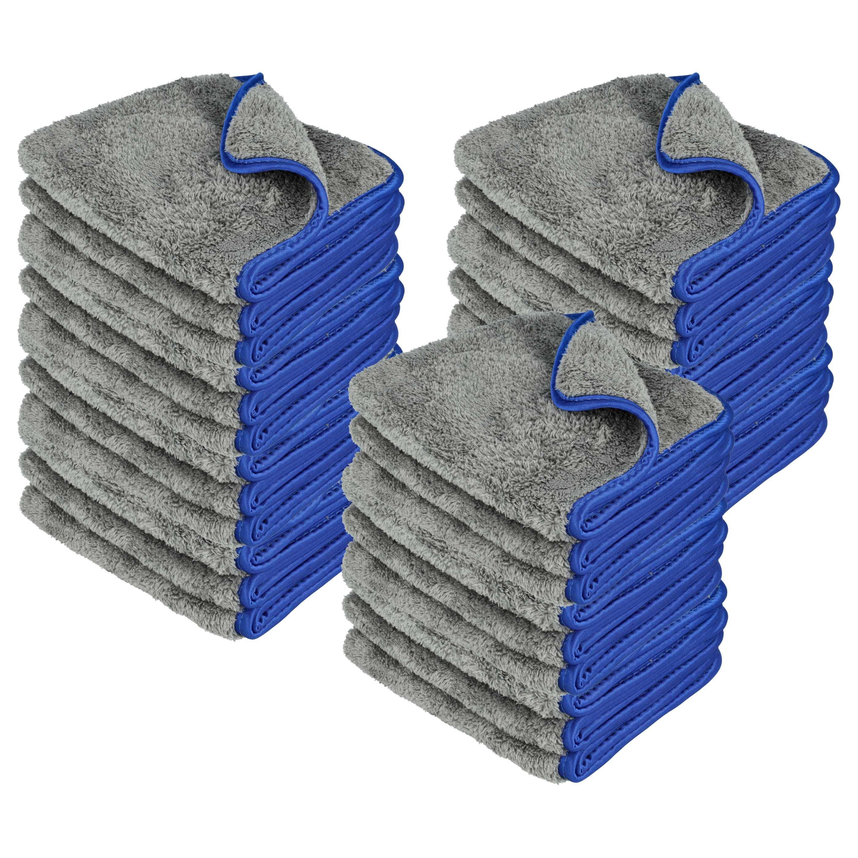 vhbw 30x Pflegetuch für Auto, Motorrad - Mikrofasertücher 40 x 40 cm, Waschbar, Wiederverwendbar Blau Dunkelgrau