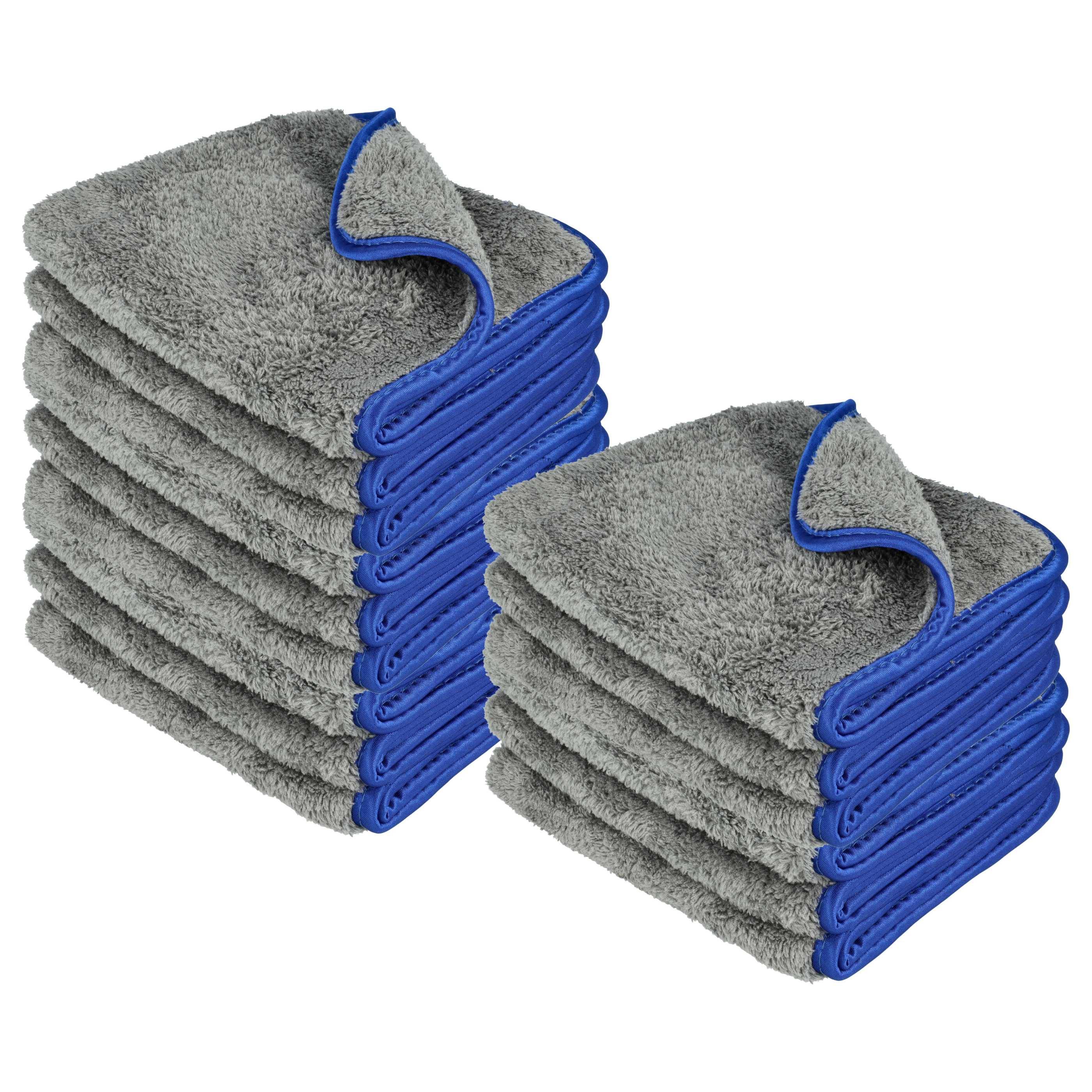 vhbw 15x Pflegetuch für Auto, Motorrad - Mikrofasertücher 40 x 40 cm, Waschbar, Wiederverwendbar Blau Dunkelgrau