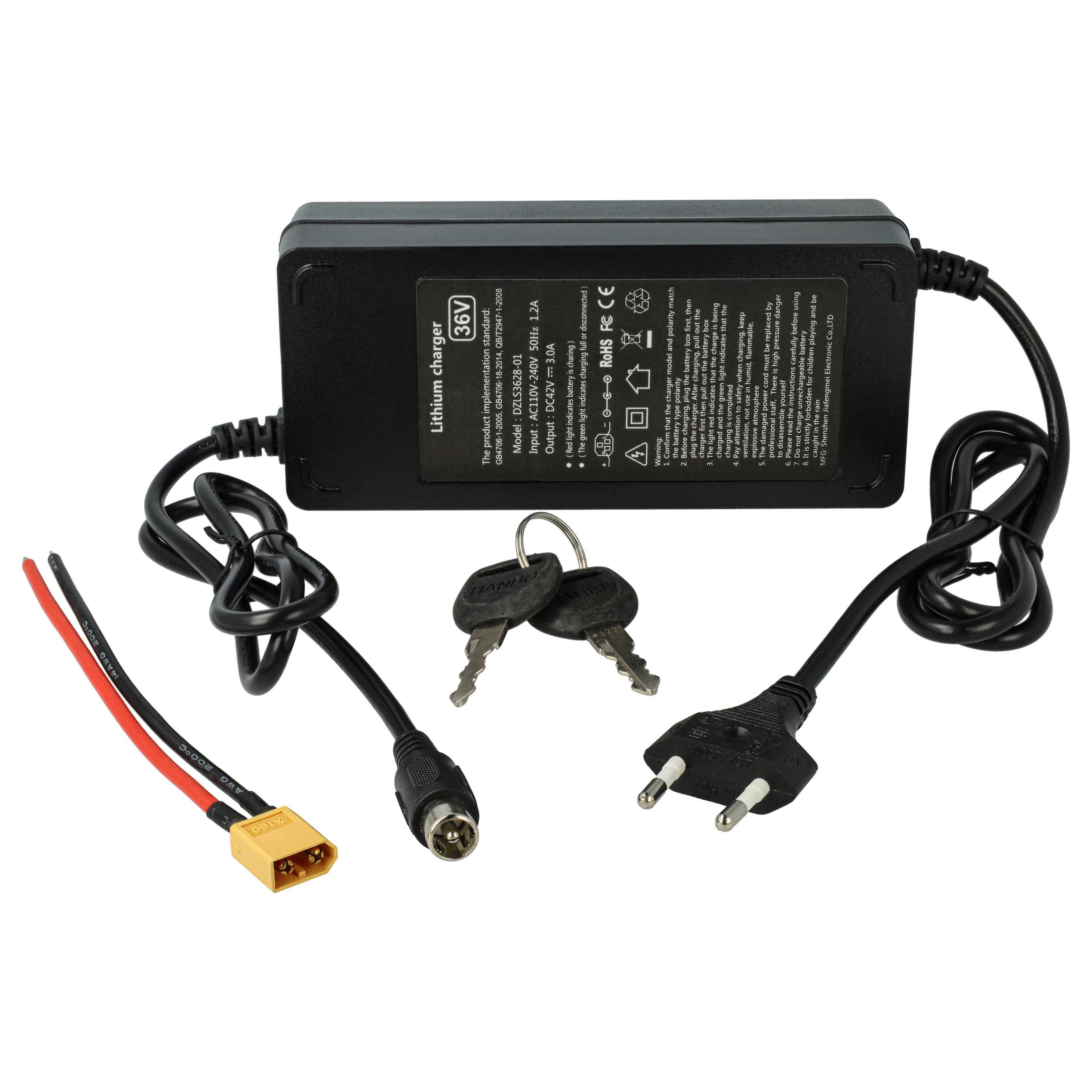 vhbw Akku kompatibel mit EGO City Line M2, Wondervelo E-Bike Elektrofahrrad (10400 mAh, 36 V, Li-Ion) + Ladegerät - Silber