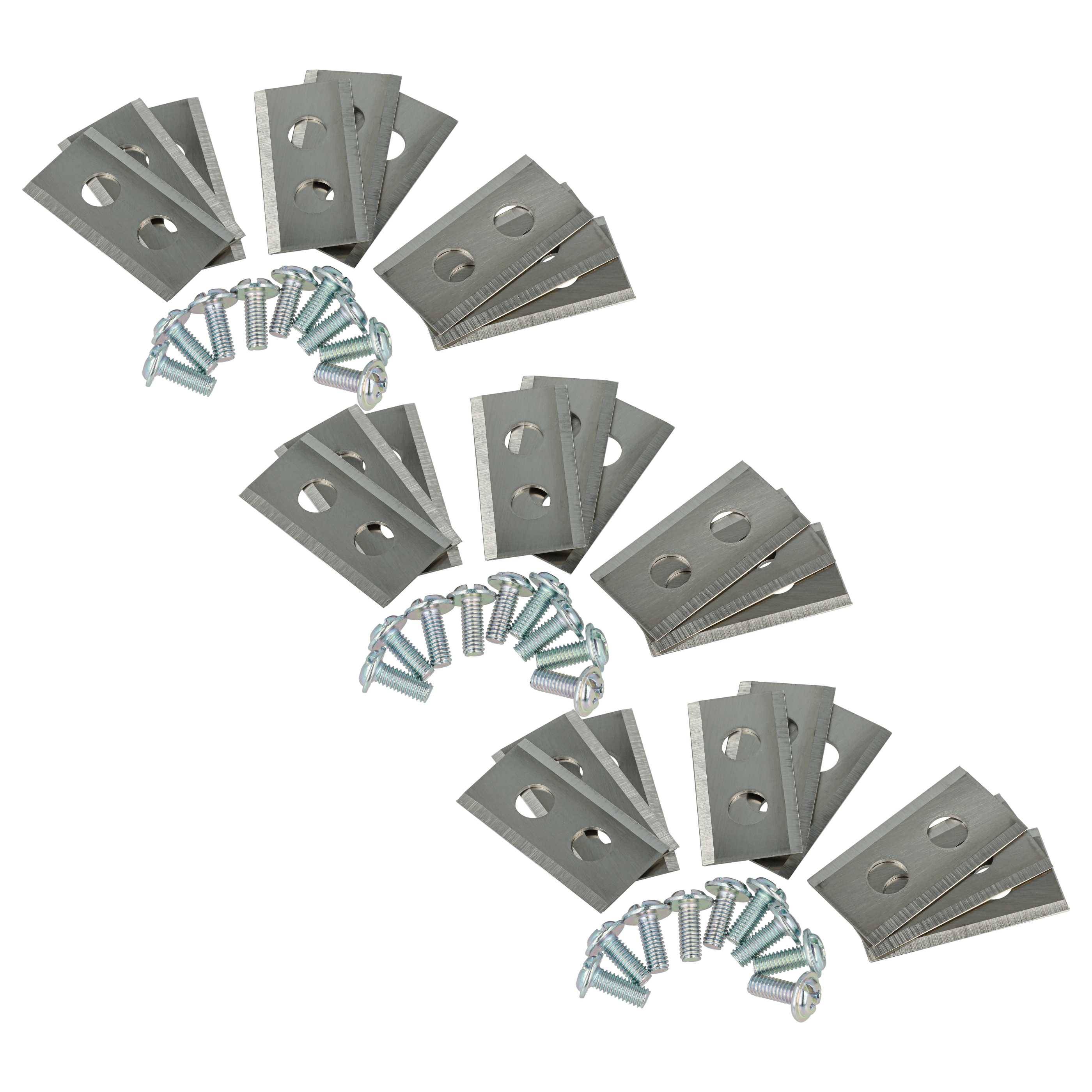 vhbw 27x Ersatz-Messer kompatibel mit Kress Mission KR173E, KR172E, KR236E, KR174E, KR233E Rasenmäher - Ersatzklinge Silber, Stahl