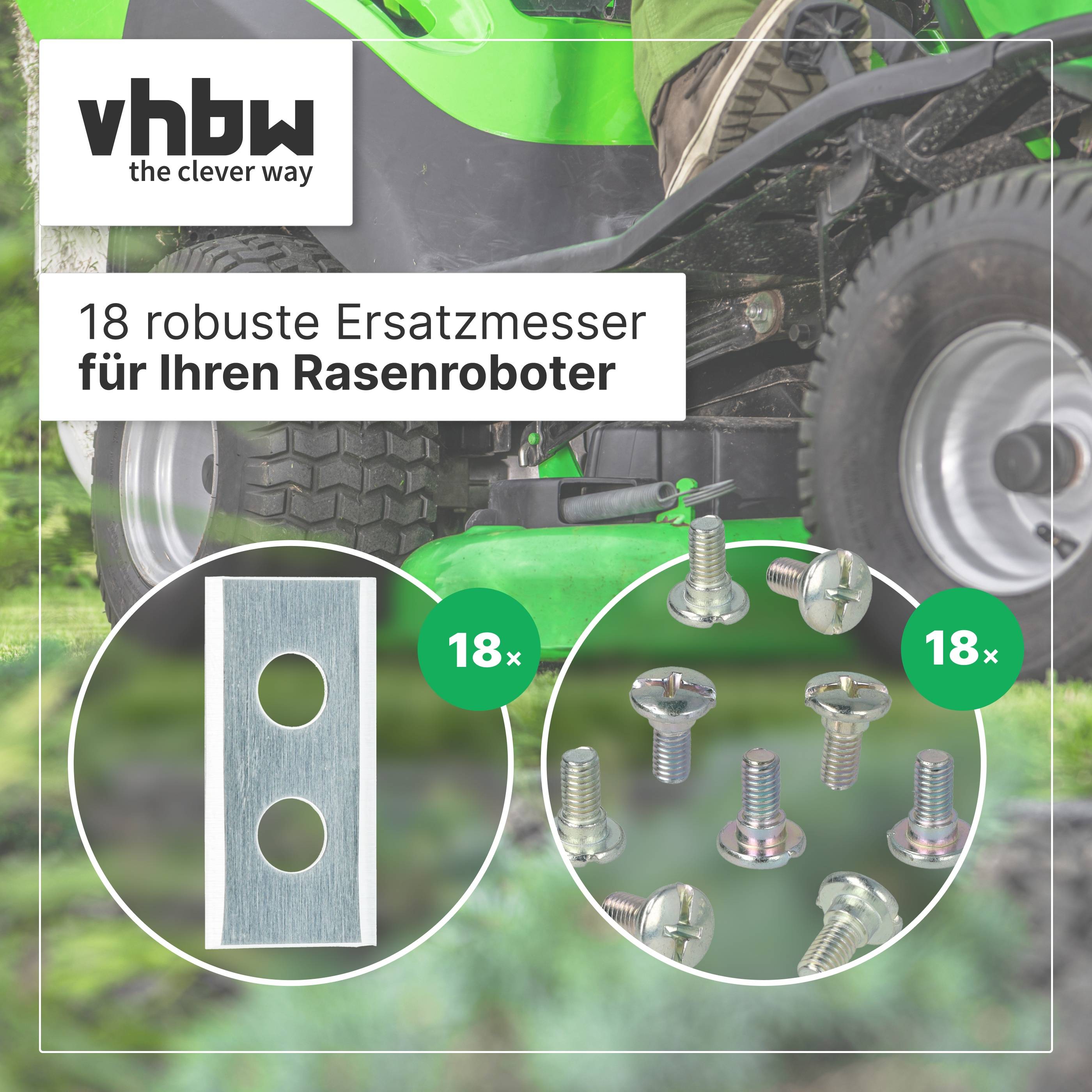 vhbw 18x Ersatz-Messer kompatibel mit Worx Landroid WR141E, WR142E, WR143E, WR153E Rasenmäher - Ersatzklinge Silber, Stahl