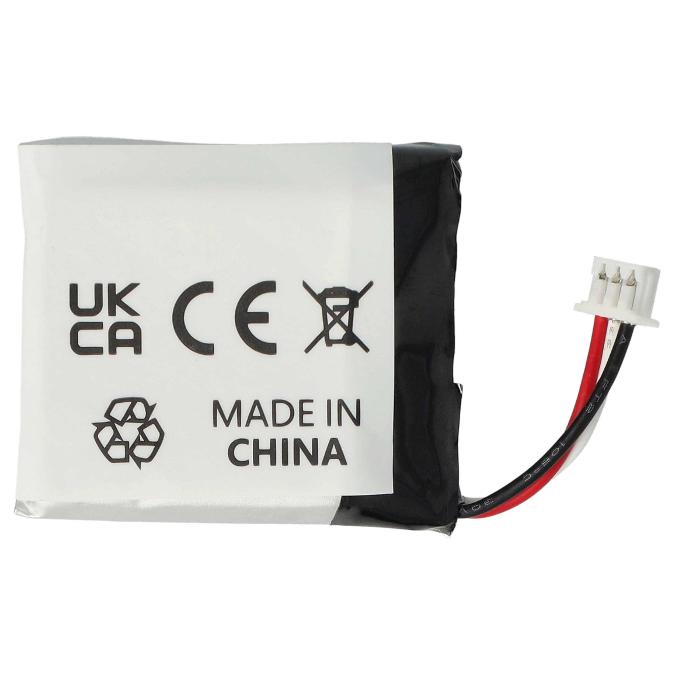 Ein kleines rechteckiges Batteriepack mit den Aufklebern „UK CA
