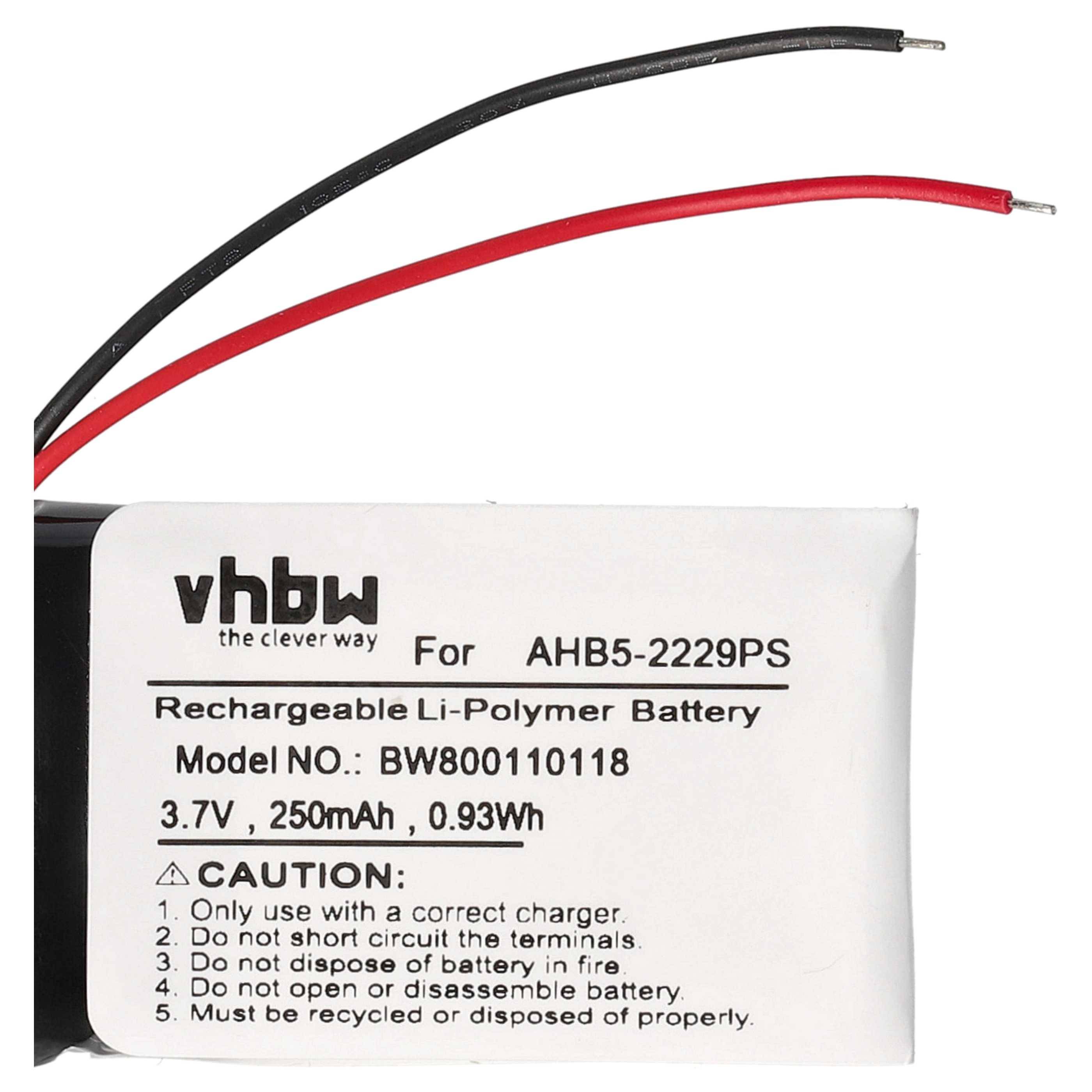 vhbw 5x Akku kompatibel mit Jabra Pro 923, 920, 935, 930, 900 Wireless Headset Kopfhörer (250 mAh, 3,7 V, Li-Polymer)