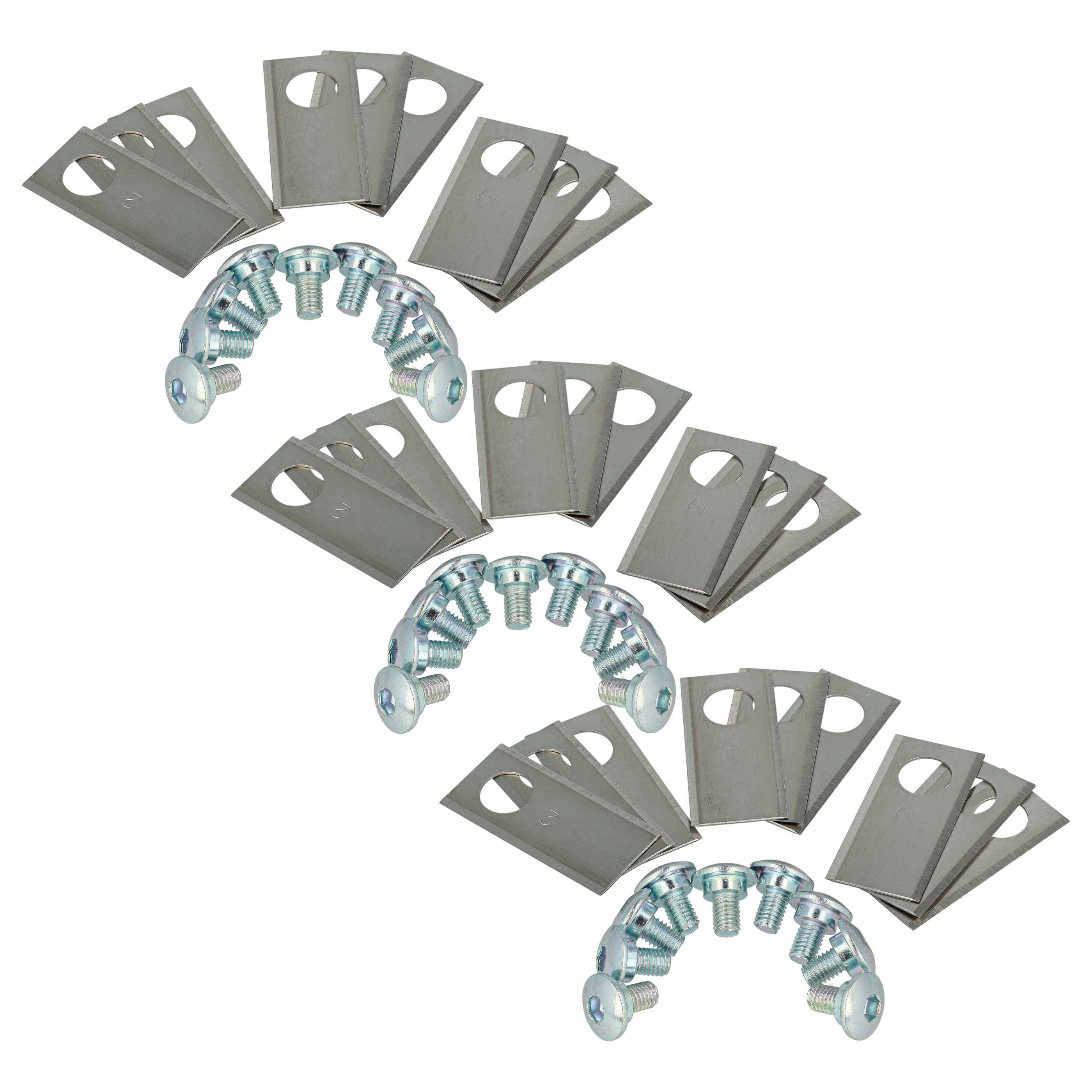 vhbw 27x Ersatz-Messer Ersatz für Worx WA0176 für Rasenmäher - Ersatzklinge Silber, Edelstahl