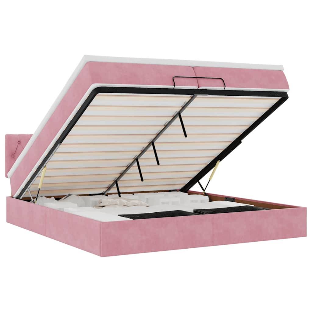 vidaXL Ottoman-Bett mit Matratze Rosa 200x200 cm Samt