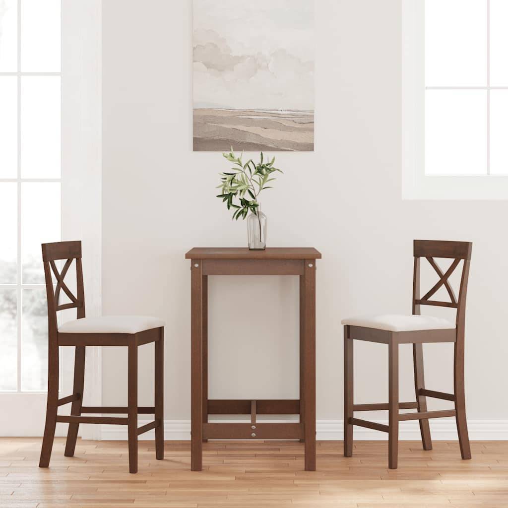 vidaXL Barhocker mit Kissen 2 Stk. Braun Massivholz Gummibaum