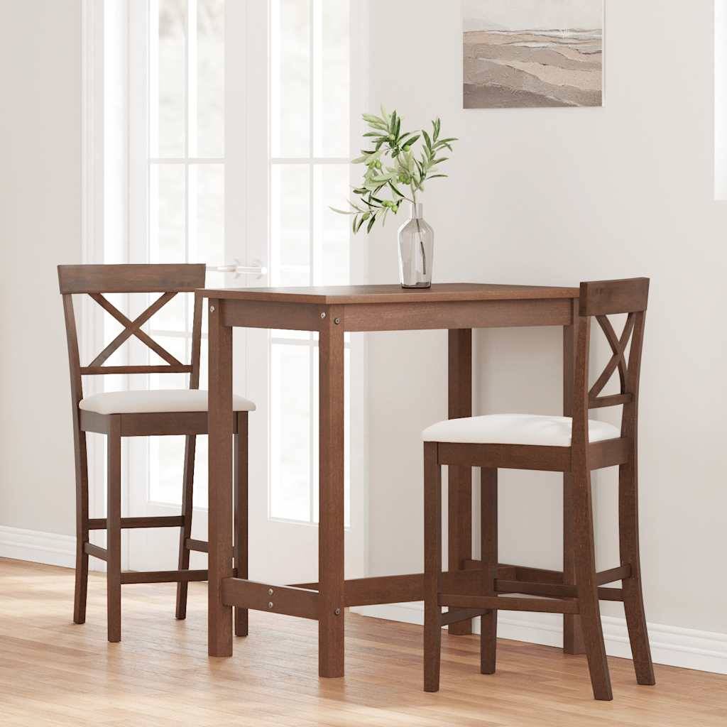 vidaXL Barhocker mit Kissen 2 Stk. Braun Massivholz Gummibaum