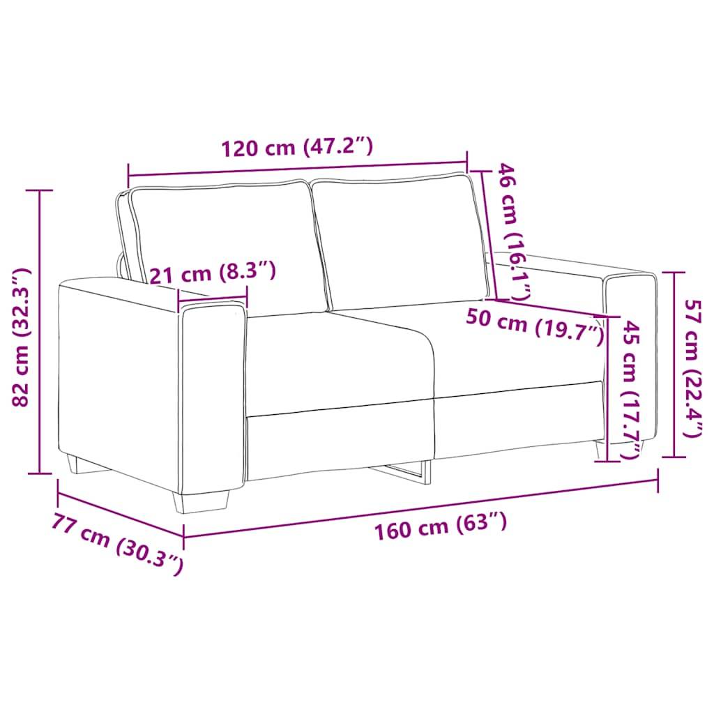 vidaXL 2-Sitzer-Sofa Creme 120 cm Stoff