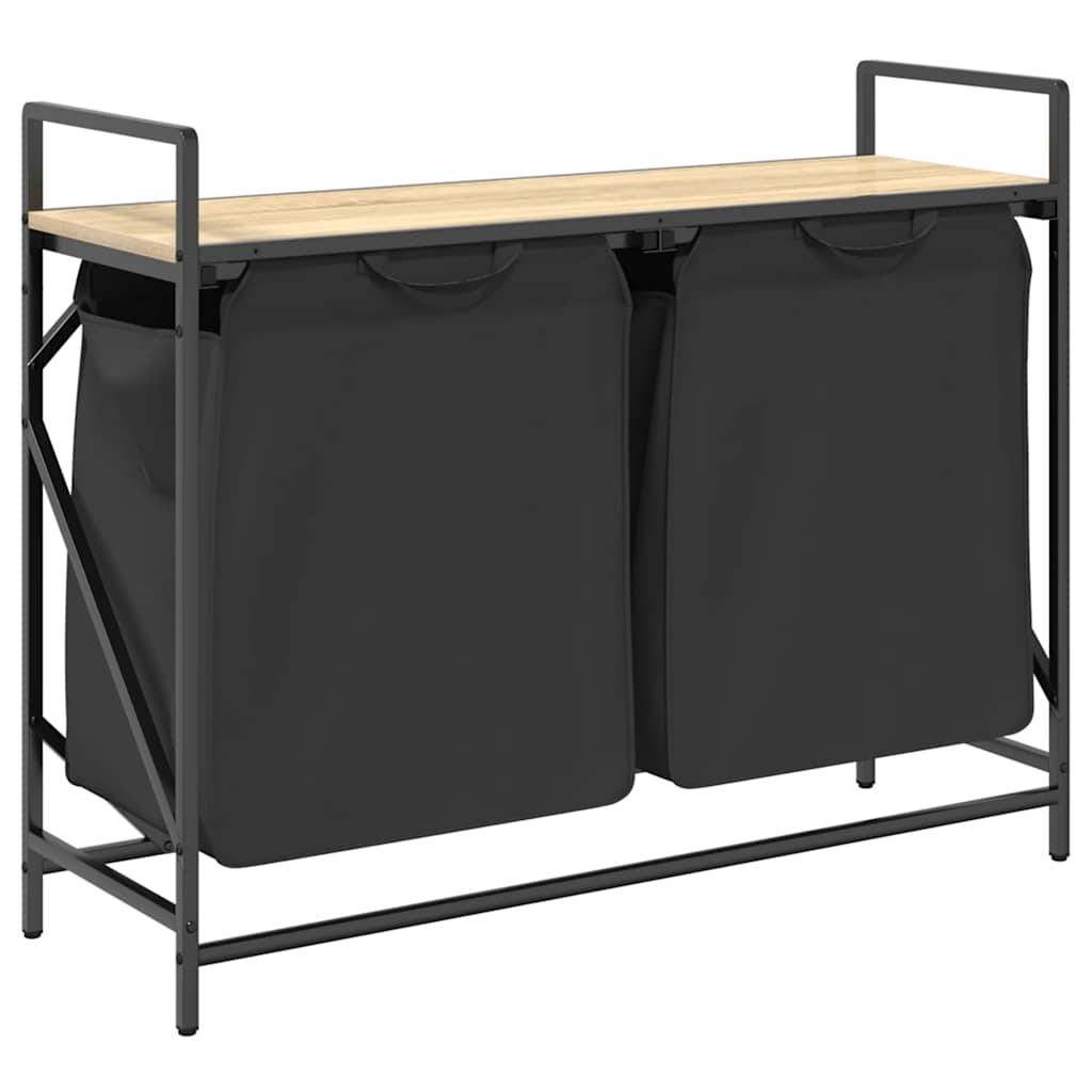 vidaXL Wäschekorb 2 Fächer mit Ablage Sonoma-Eiche