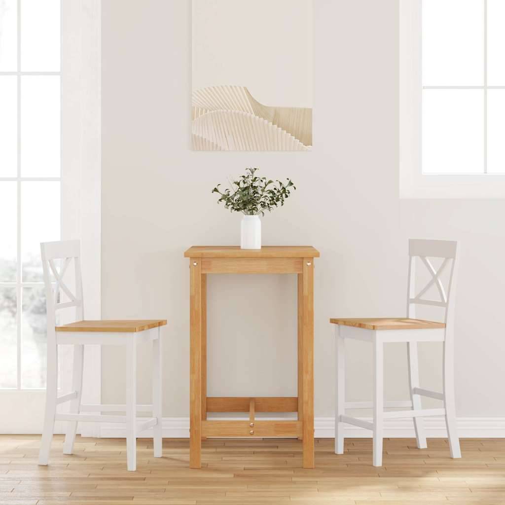 vidaXL Barhocker 2 Stk. Weiß Massivholz Gummibaum