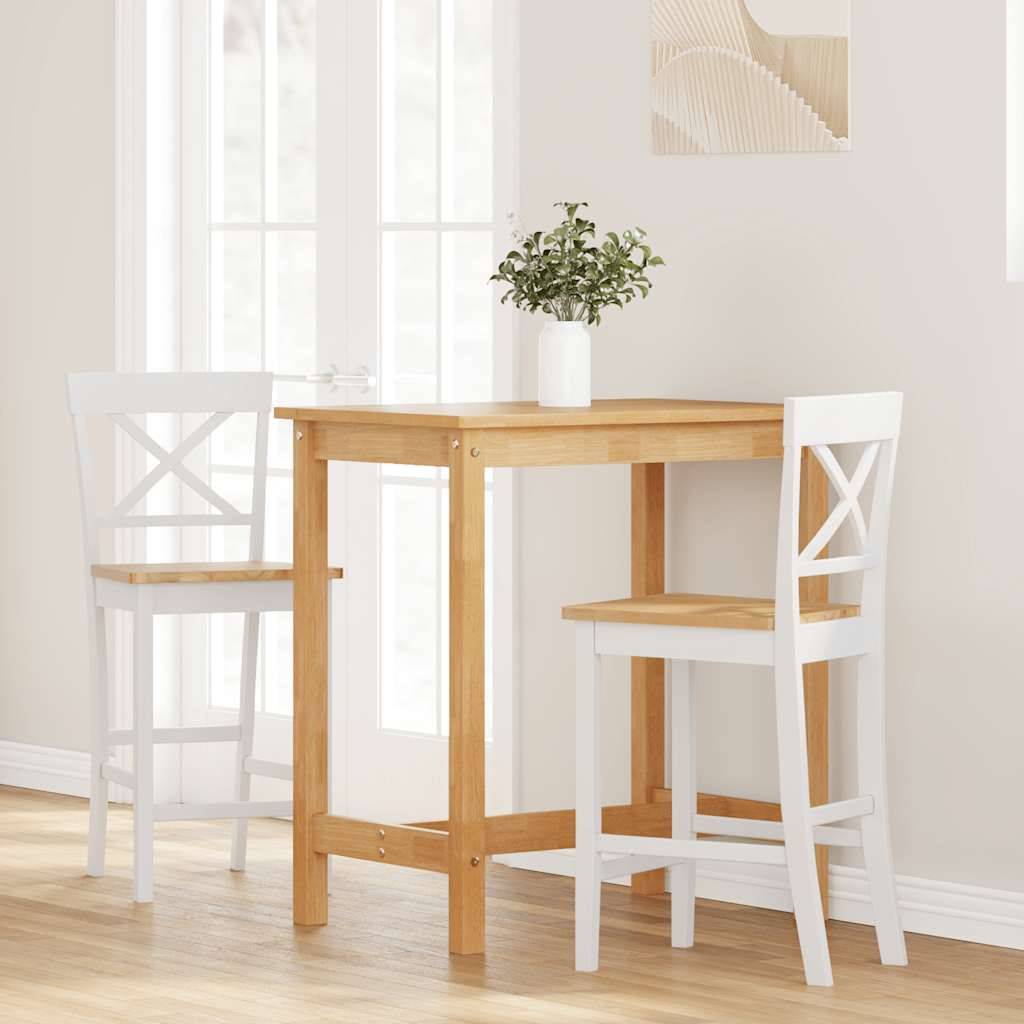 vidaXL Barhocker 2 Stk. Weiß Massivholz Gummibaum
