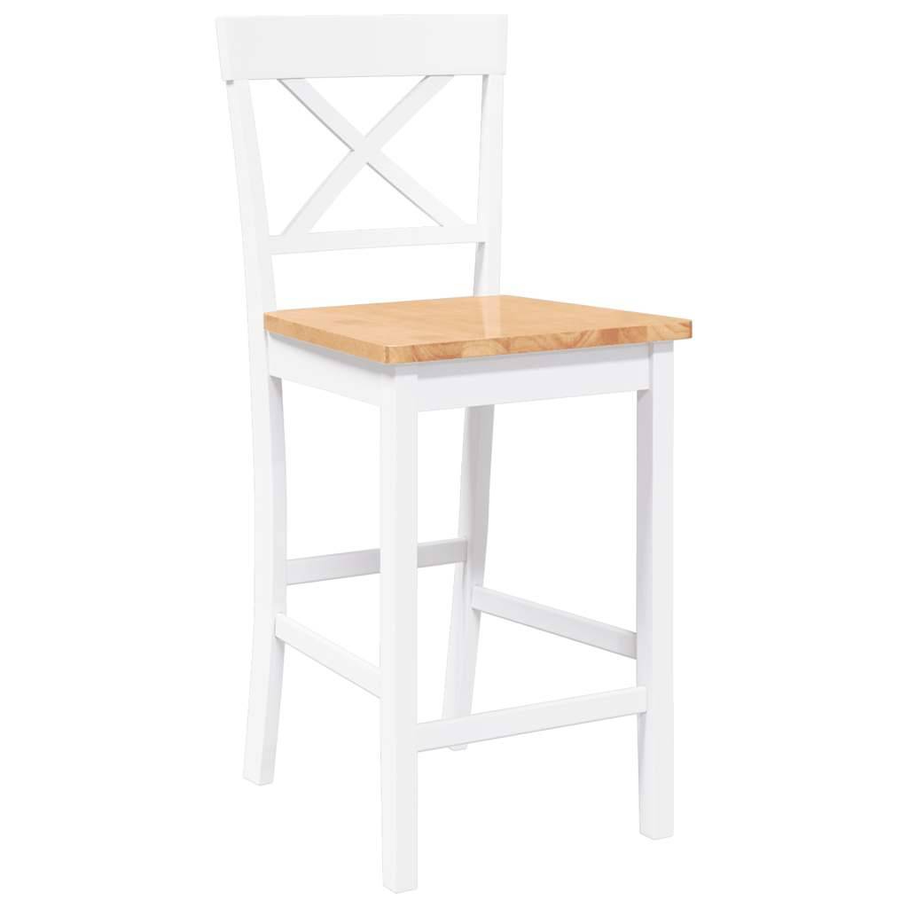 vidaXL Barhocker 2 Stk. Weiß Massivholz Gummibaum