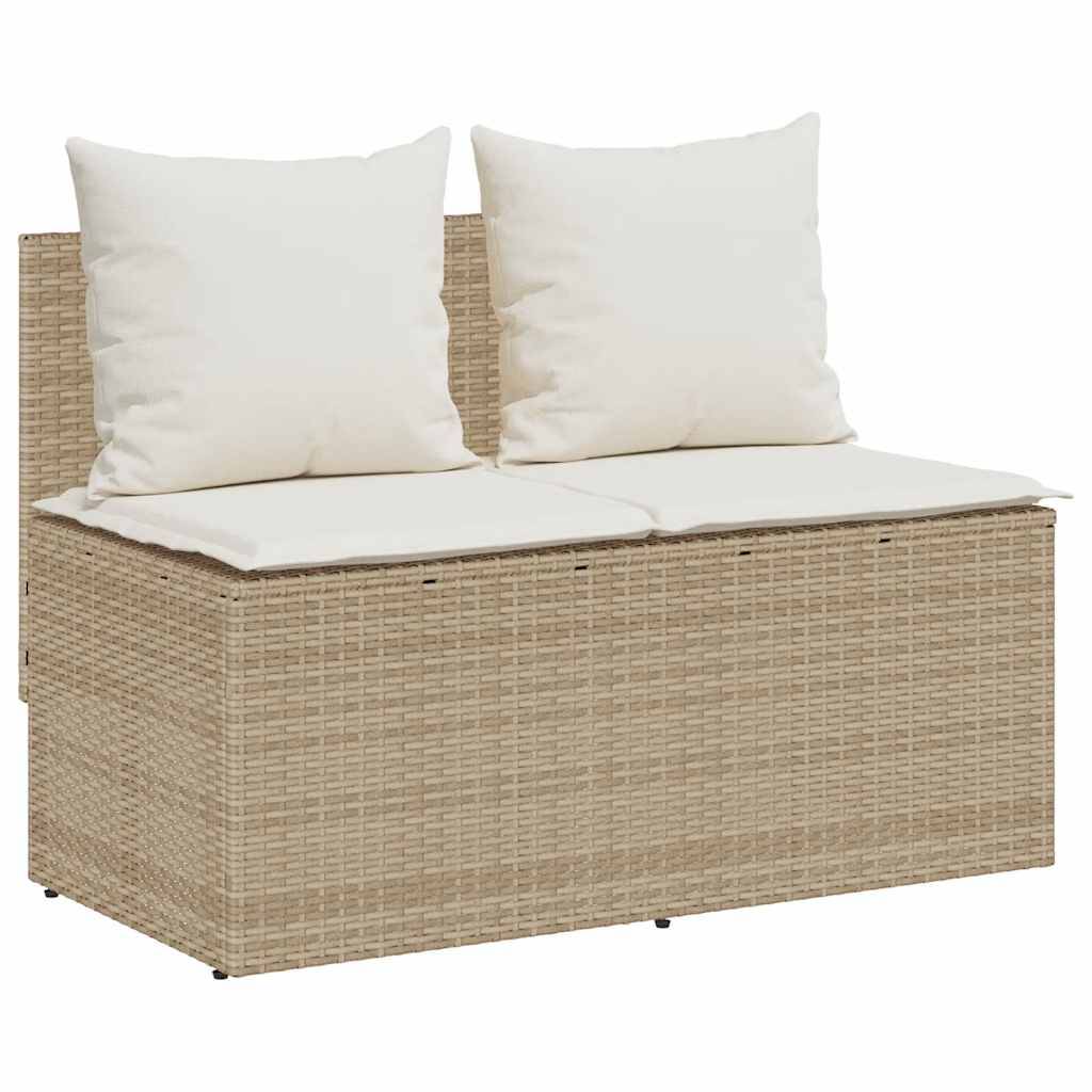 vidaXL 3-tlg. Garten-Essgruppe mit Kissen Beige Poly Rattan