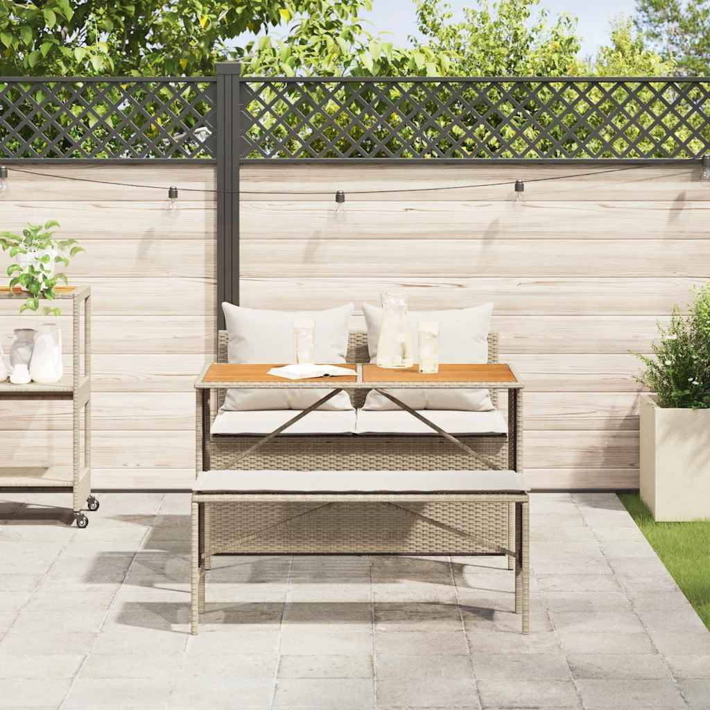 vidaXL 3-tlg. Garten-Essgruppe mit Kissen Beige Poly Rattan