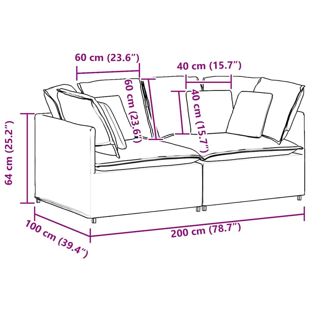vidaXL Modulares Sofa mit Kissen Cordstoff Creme