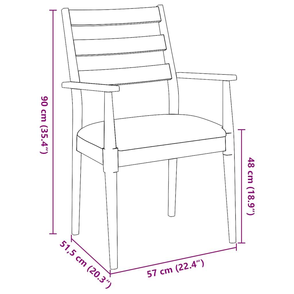 vidaXL Esszimmerstühle mit Kissen 2 Stk. Massivholz Gummibaum