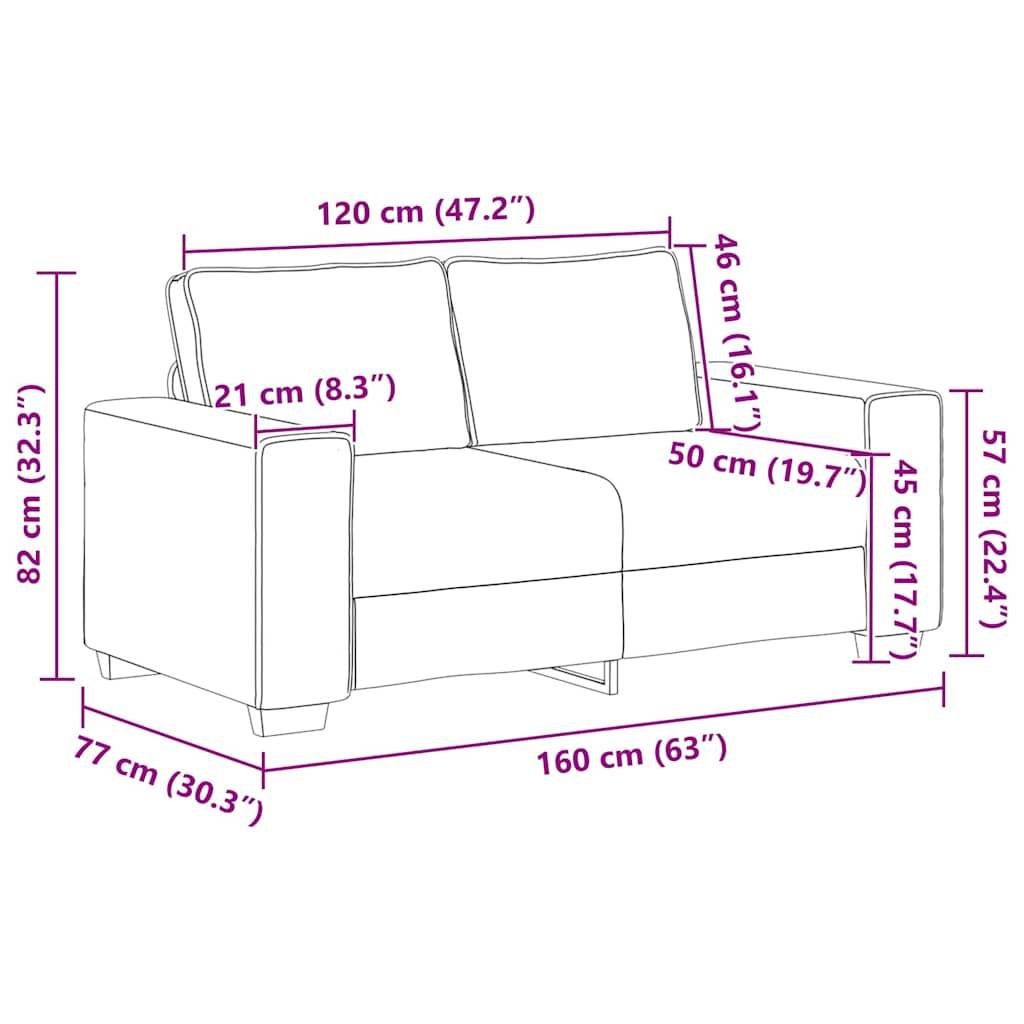 vidaXL 2-Sitzer-Sofa Wolkengrau 120 cm Stoff