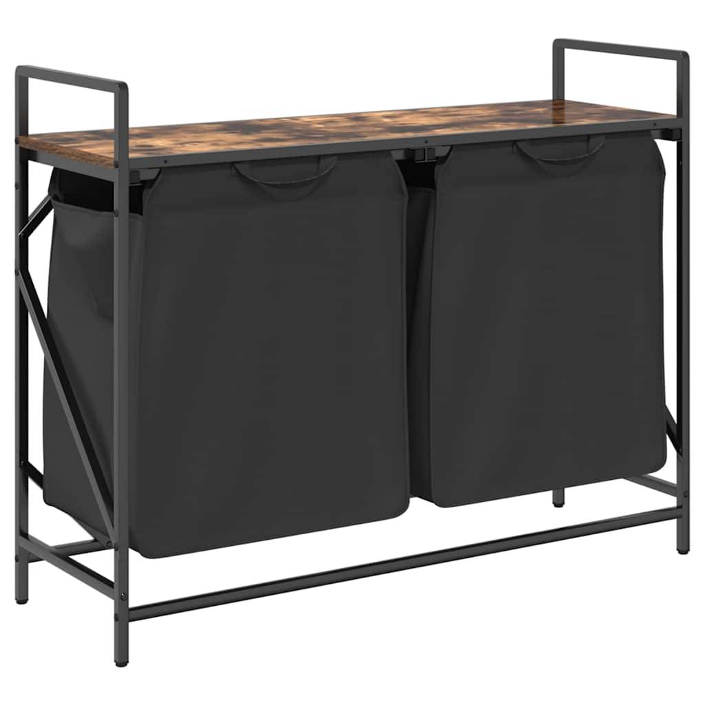 vidaXL Wäschekorb 2 Fächer mit Ablage Räuchereiche