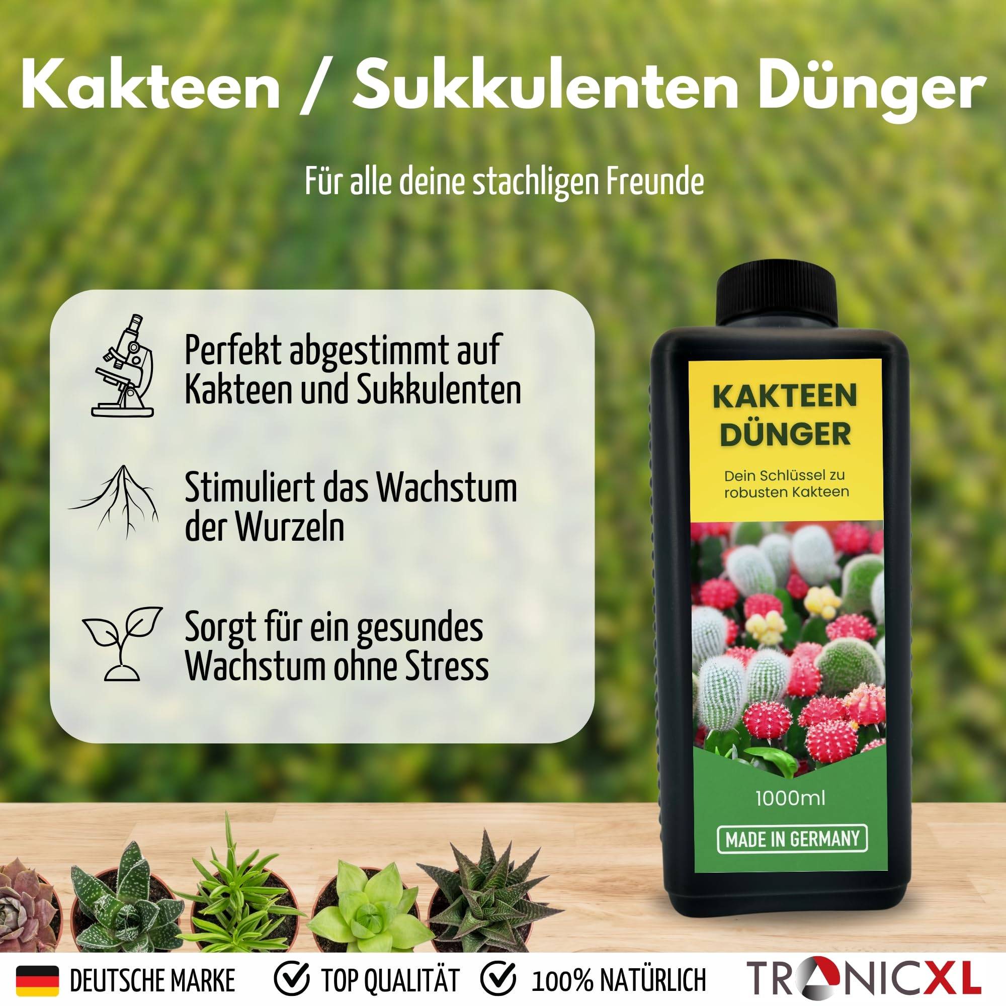 2L Kakteendünger Konzentrat MADE IN GERMANY Sukkulentendünger Universal Kakteen Sukkulenten Dünger flüssig 2000ml Flüssigdünger 2 Liter Kaktusd