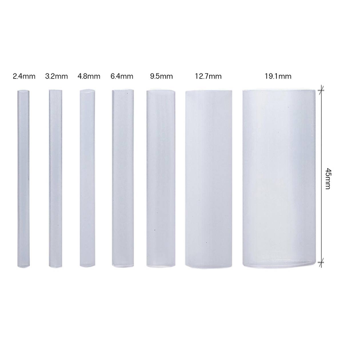 Schrumpfschlauch Sortiment Transparent 3:1 Ratio mit Kleber Doppelwandig 275 Stück 45mm Länge Verschiedene Durchmesser