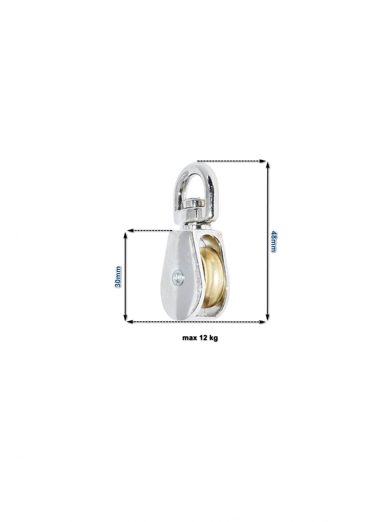 Umlenkrolle Blockseilrolle Seilzug Flaschenzug Edelstahl V2A 19mm verzinkt 12kg