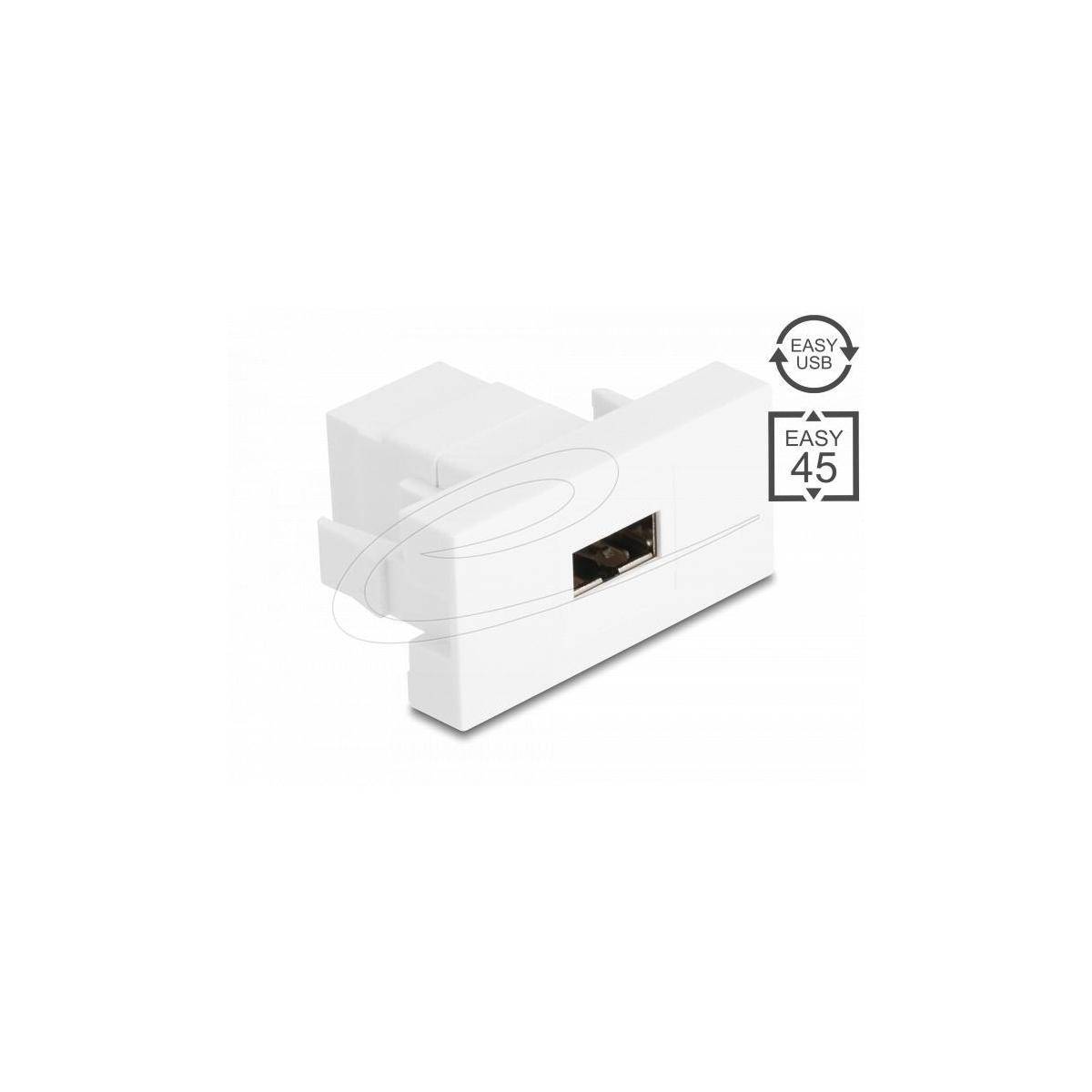 Delock Easy 45 Modul EASY-USB 2.0 Typ-A Buchse zu EASY-USB Typ-A Buchse weiß