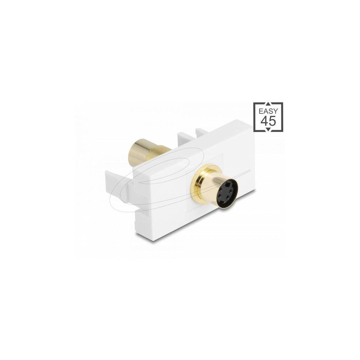 Delock Easy 45 Modul Mini-DIN 4 Pin Buchse zu Buchse vergoldet weiß