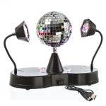 Spiegelkugel mit 2 LED Schwanenhals Spots Party Disco Effekt USB/Batterie