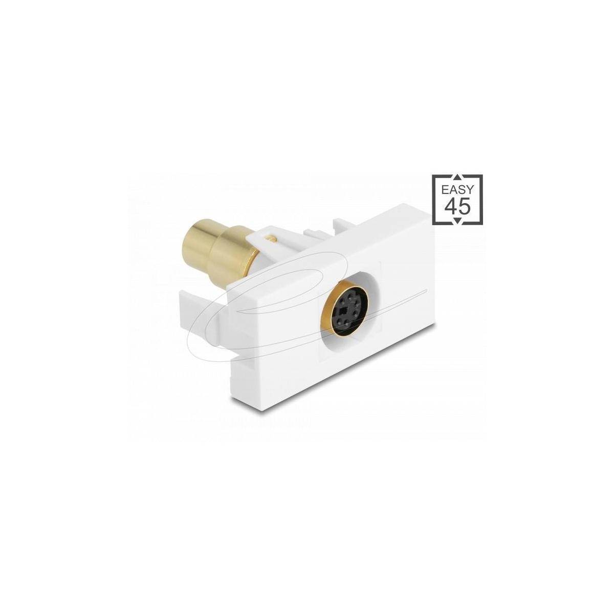 Delock Easy 45 Modul Mini-DIN 6 Pin Buchse zu Buchse vergoldet weiß