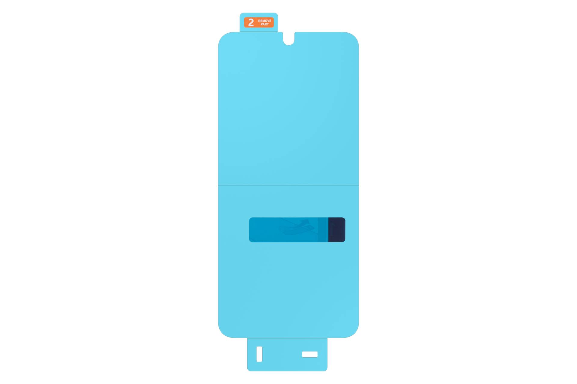 Blauer Einweg-Filterpatrone oder batterieähnliches Gerät mit kleinem Betrachtungsfenster und nummeriertem oberen Reiter, gezeigt auf schwarzem Hintergrund.